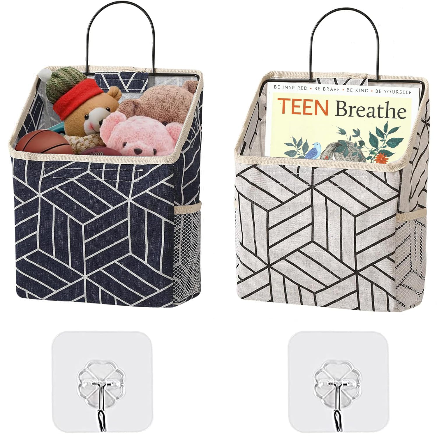 2-Pack Waterproof Over The Door Hanging Storage Bags - Closet Organizer with Linen Cotton Pockets for Home, Dorm, Bedroom & Bathroom | Space-Saving Solution for Shoes, Toys & Accessories