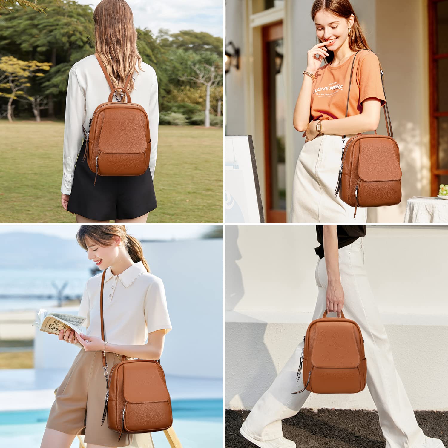 ALTOSY Mini Genuine Leather Backpack for Women - Convertible 4-in-1 Backpack Purse, Shoulder Bag & Crossbody Handbag - Perfect for Travel, Work & Daily Use