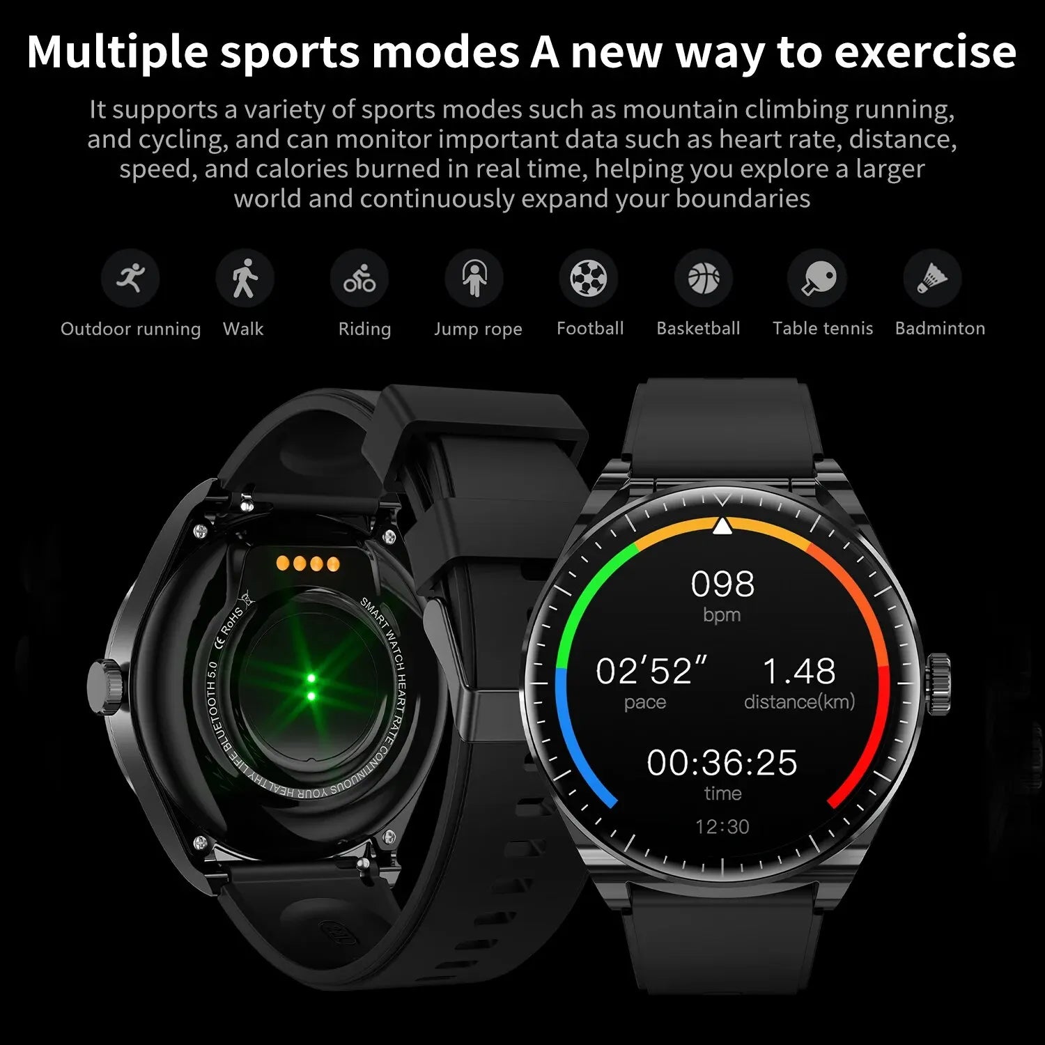 Wireless Bluetooth Earbuds with Smart Watch, NFC Fitness Tracker for Running, Gym & Outdoor Sports - Waterproof Sports Headphones for iPhone & Android