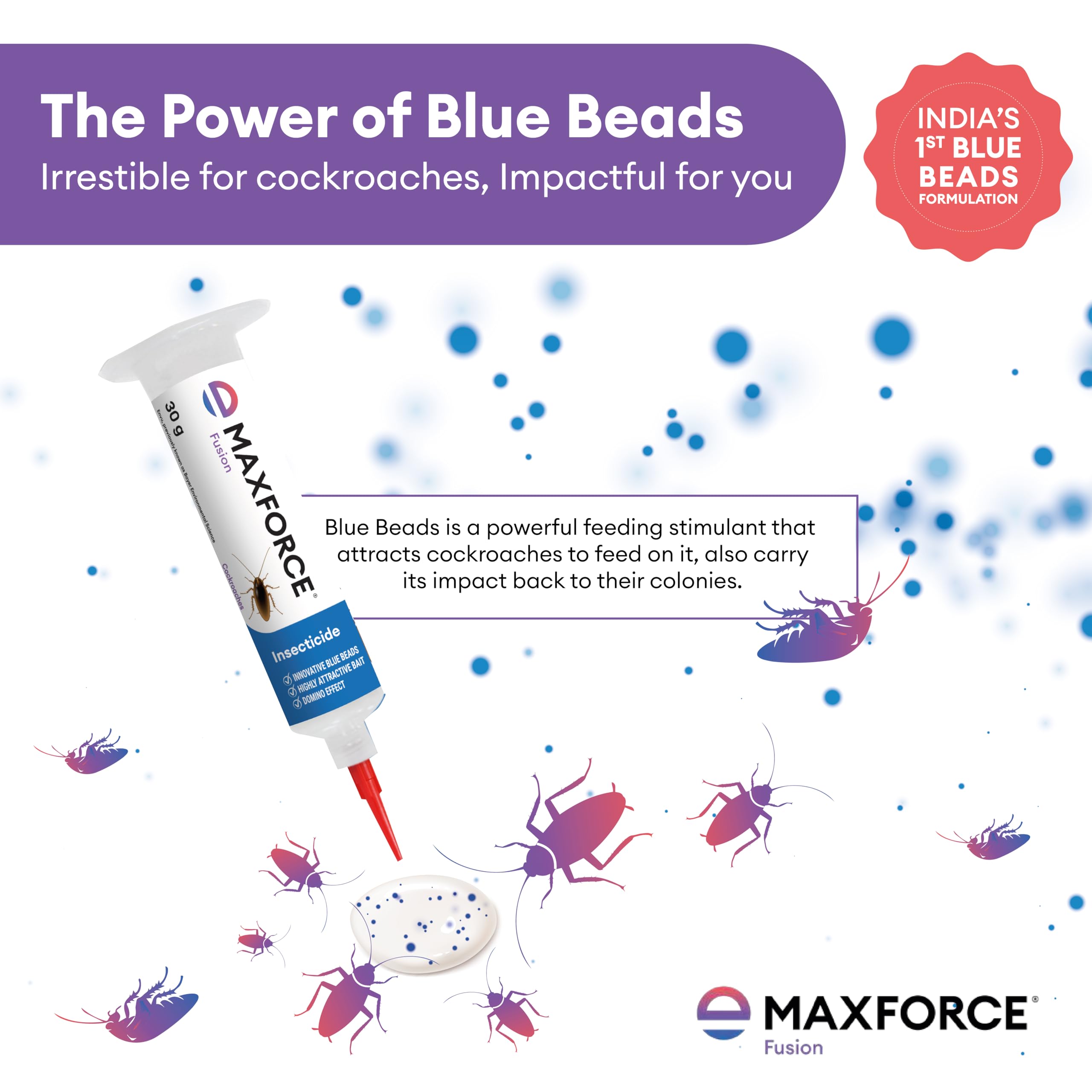 Maxforce FC Magnum Cockroach Gel Bait - 30g Tube | Fast-Acting Roach Killer Gel for Home, Kitchen & Commercial Use | Effective Pest Control for German & American Cockroaches | Ideal for Cracks, Corners & Behind Appliances