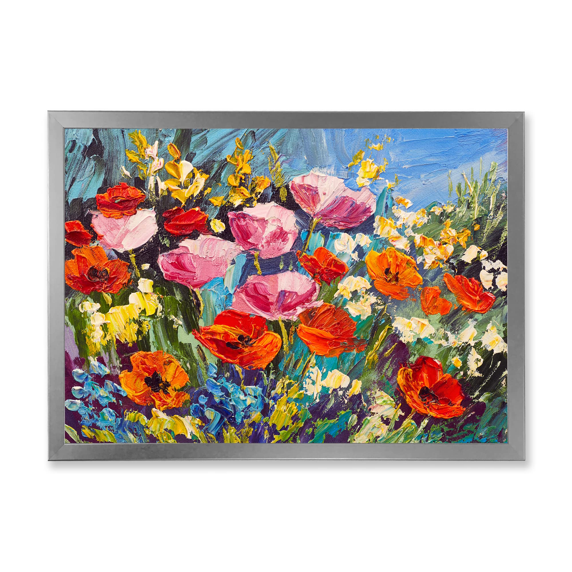 DesignQ Colorful Spring Wildflowers Traditional Framed Wall Art - Floral Home Decor for Living Room, Bedroom & Office - Perfect Gift for Housewarming & Mother's Day