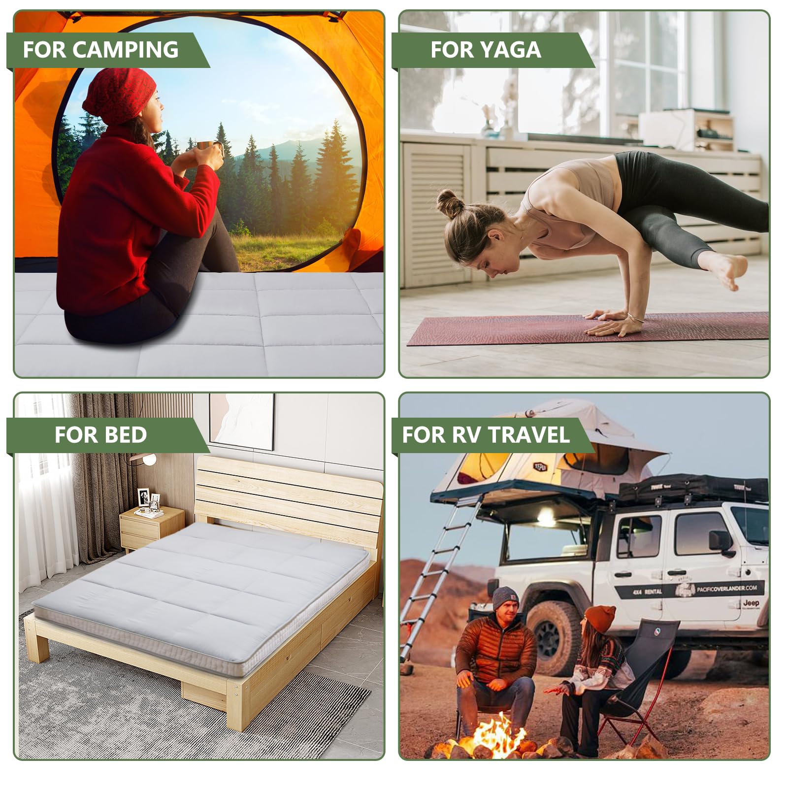 Japanese Floor Mattress Futon - Foldable Thick Tatami Mat, Roll Up Mattress Topper & Sleeping Pad - Breathable Floor Lounger for Guest Bed, Camping, Couch - Twin, Full, Queen Size - Perfect for Small Spaces, Sleepovers & Outdoor Adventures