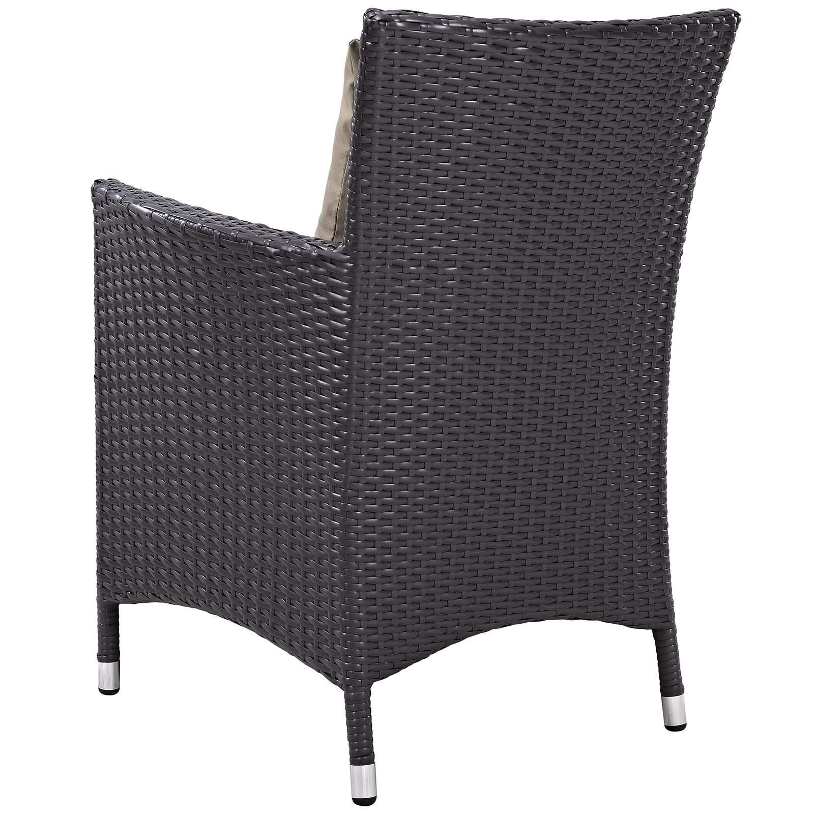 Modern Outdoor Patio Lounge Coffee Fire Pit Table and Chair Set - Light Brown Rattan Wicker Furniture for Backyard, Garden, Poolside Relaxation & Entertaining