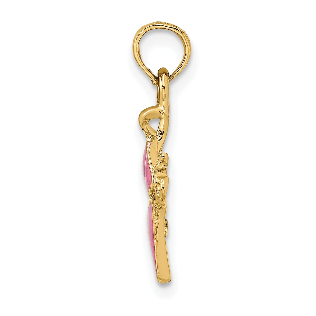 14k Yellow Gold Pink Enameled Bikini Charm Pendant - Perfect for Beach Jewelry, Swimwear Accessories & Summer Fashion Gifts