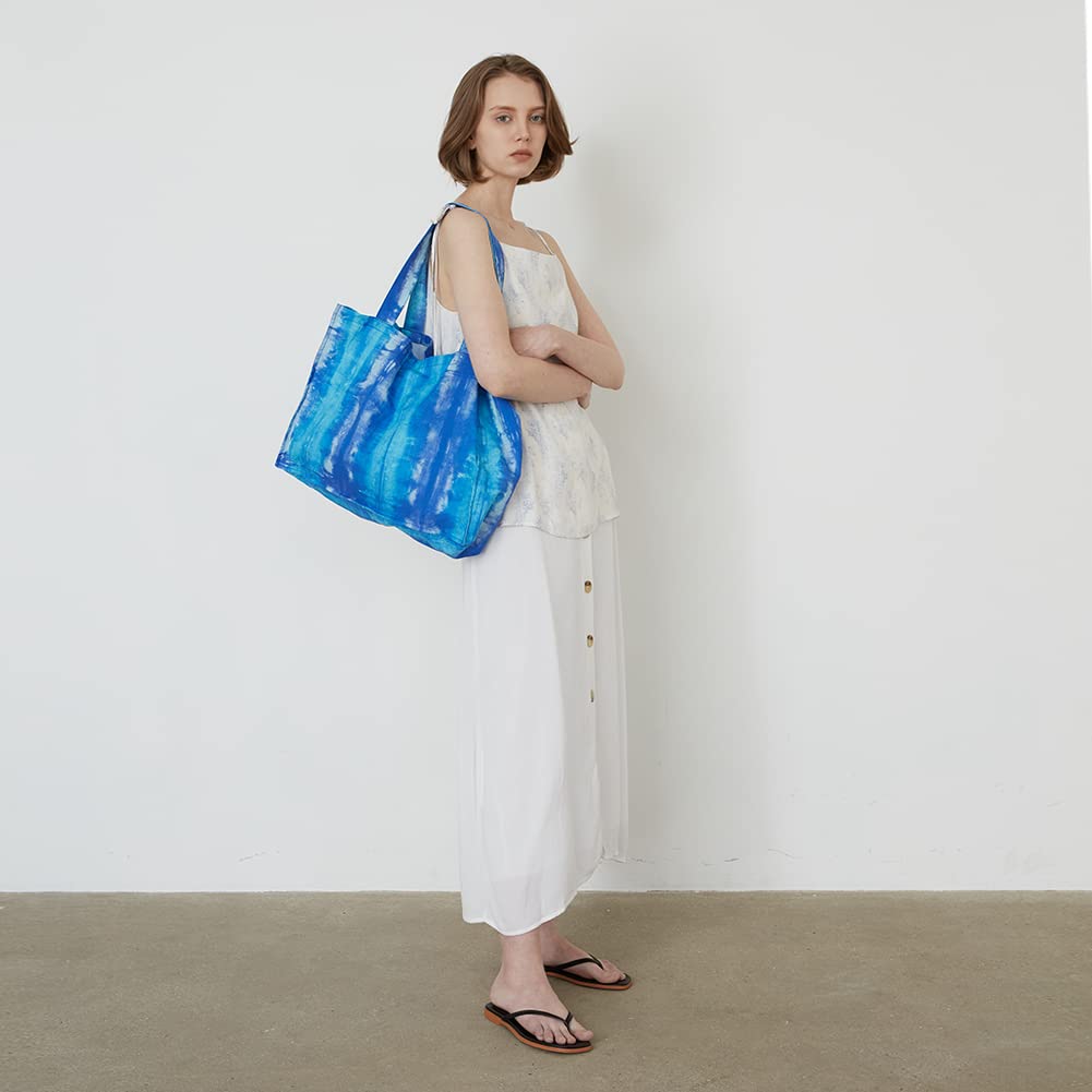 Natural Linen Tote Bag - Handmade Shoulder Bag for Beach & Shopping