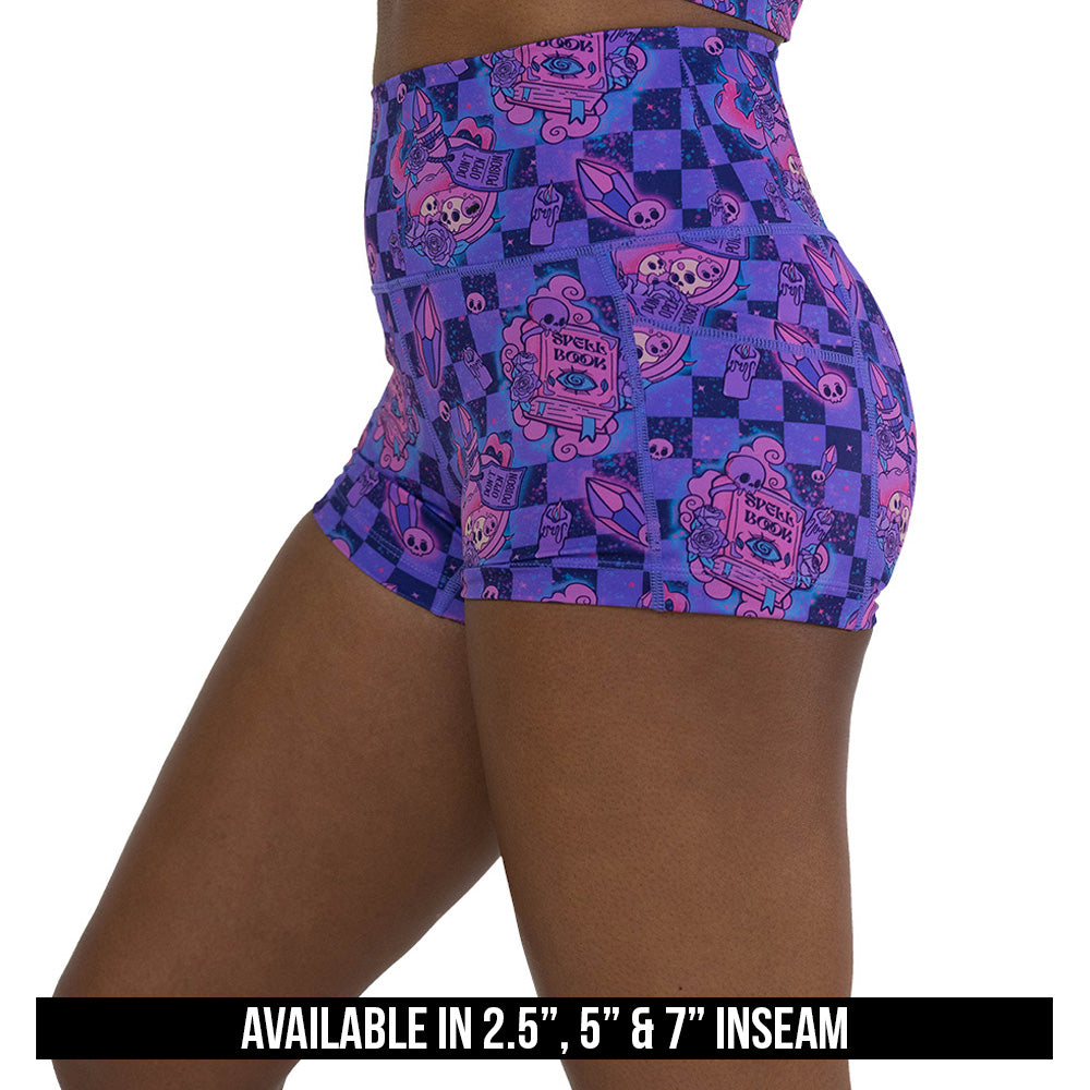 Spellbound Women's High Waist Yoga Shorts - Breathable Workout Shorts for Running, Gym & Lounge - Comfortable Stretchy Athletic Shorts