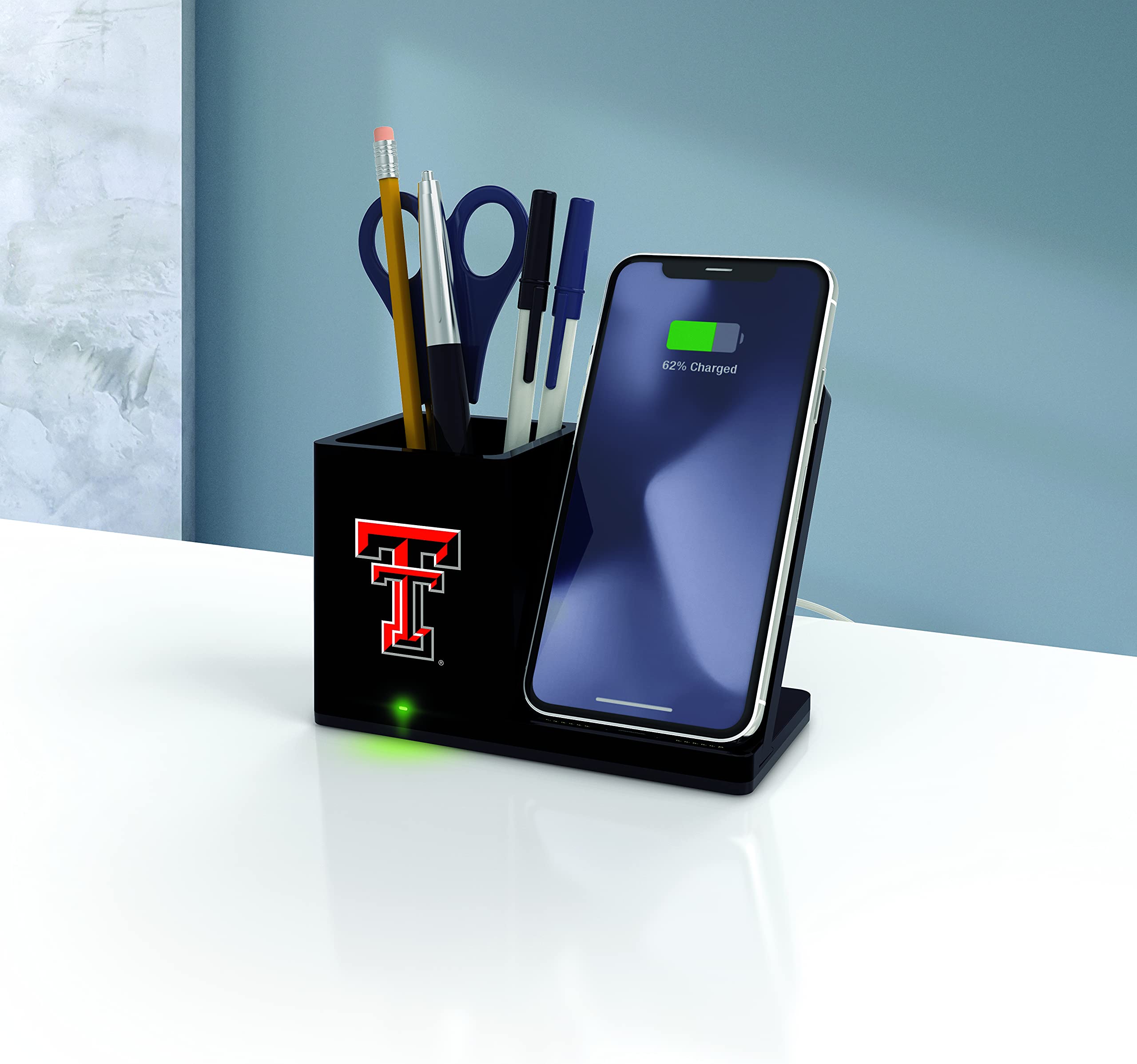 SOAR NCAA Unisex Wireless Charging Stand & Desktop Organizer - Fast Qi Charger for iPhone 15/14/13, Samsung Galaxy - Perfect for Office, Home Desk, Dorm Room Organization & Phone Charging