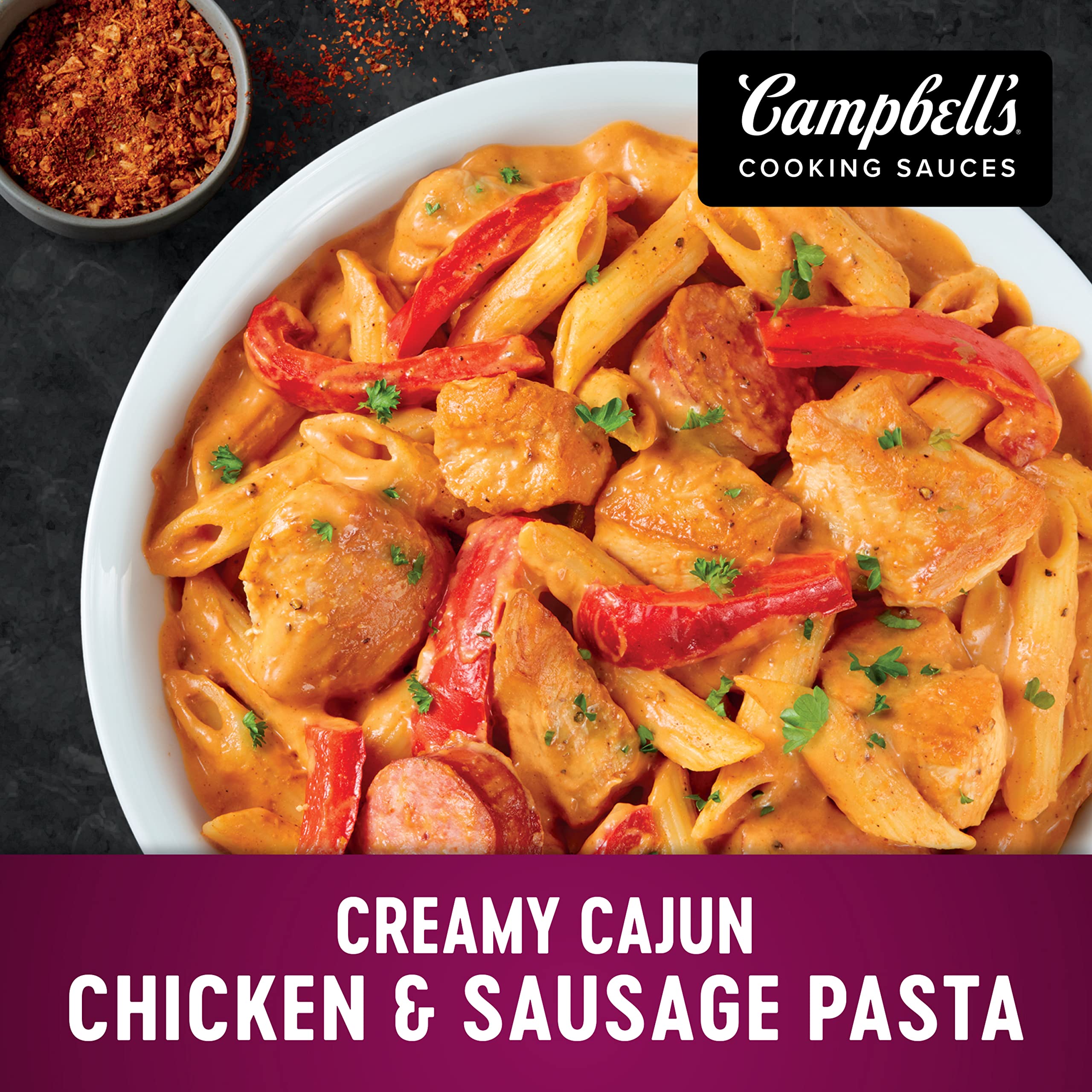 Campbell's Creamy Cajun Cooking Sauce - 11 Oz Pouch (Pack of 6) | Rich & Spicy Flavor for Pasta, Chicken, Seafood & More | Easy Meal Enhancer for Home Chefs & Food Lovers