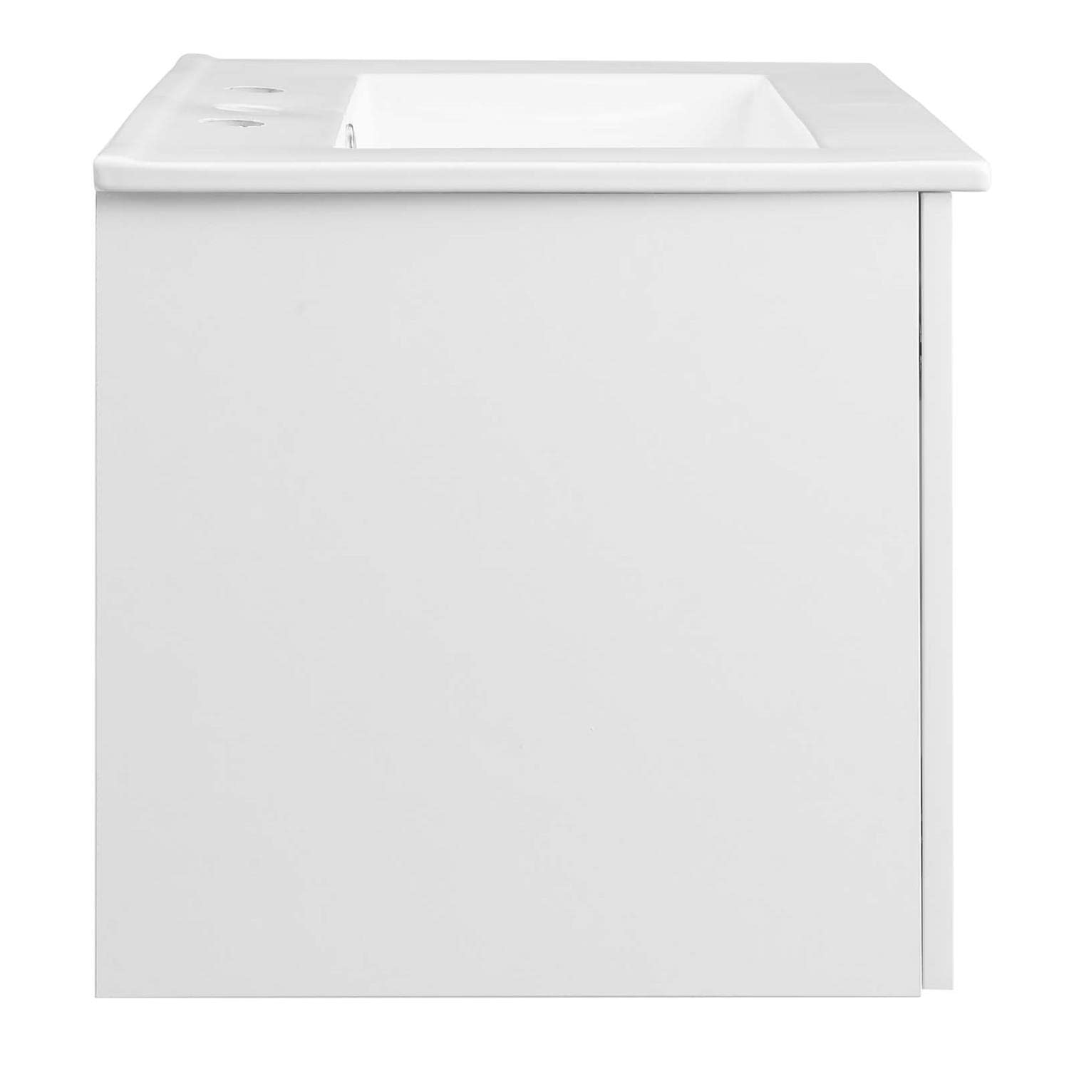 Modway Maybelle 24 Inch White Wall-Mounted Bathroom Vanity with Sink - Space Saving Modern Design for Small Bathrooms, Powder Rooms & Apartments