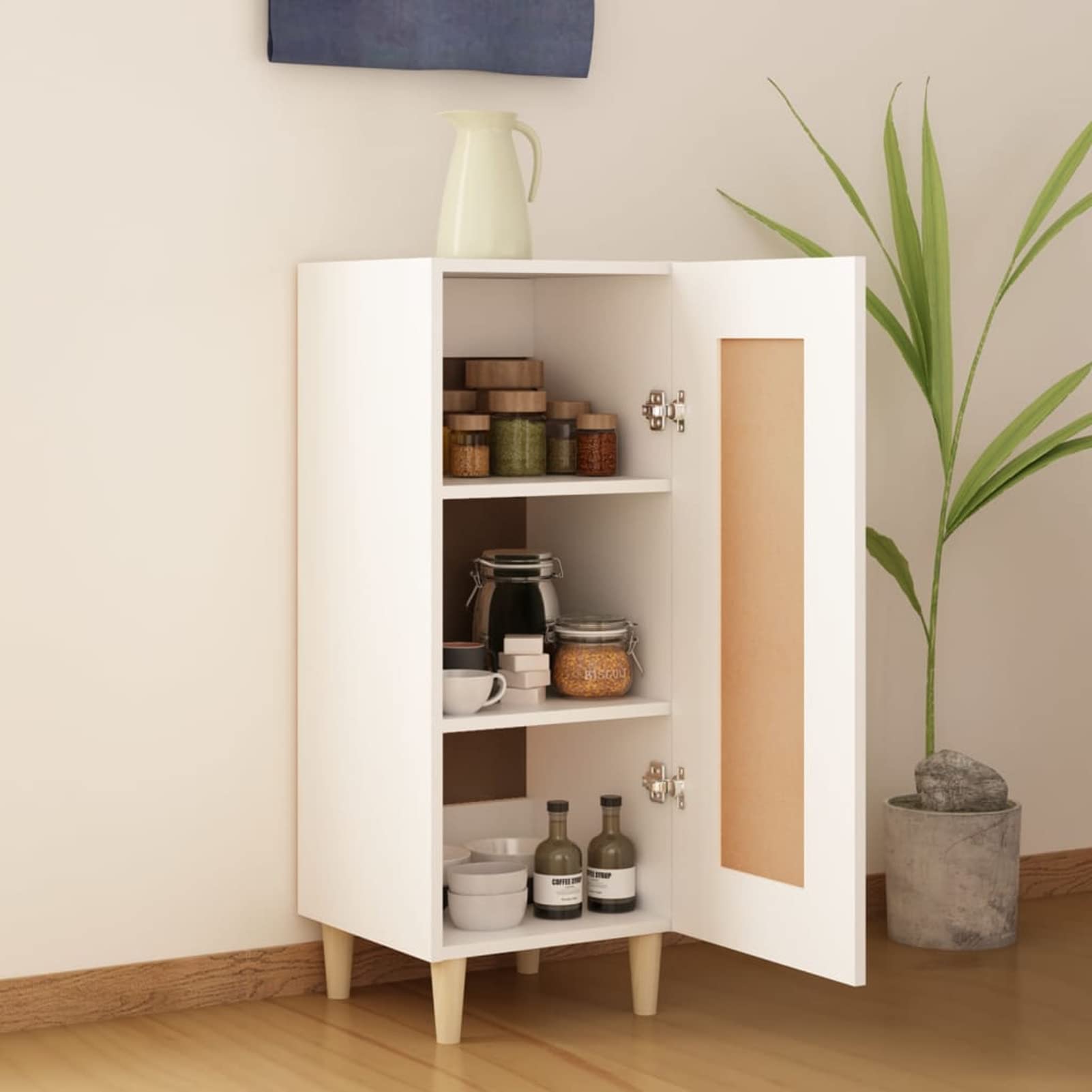 Tidyard White Wood Sideboard Storage Cabinet - Multi-Functional for Bathroom, Kitchen, Entryway & Office - Space Saving Organizer for Home Decor & Storage Solutions