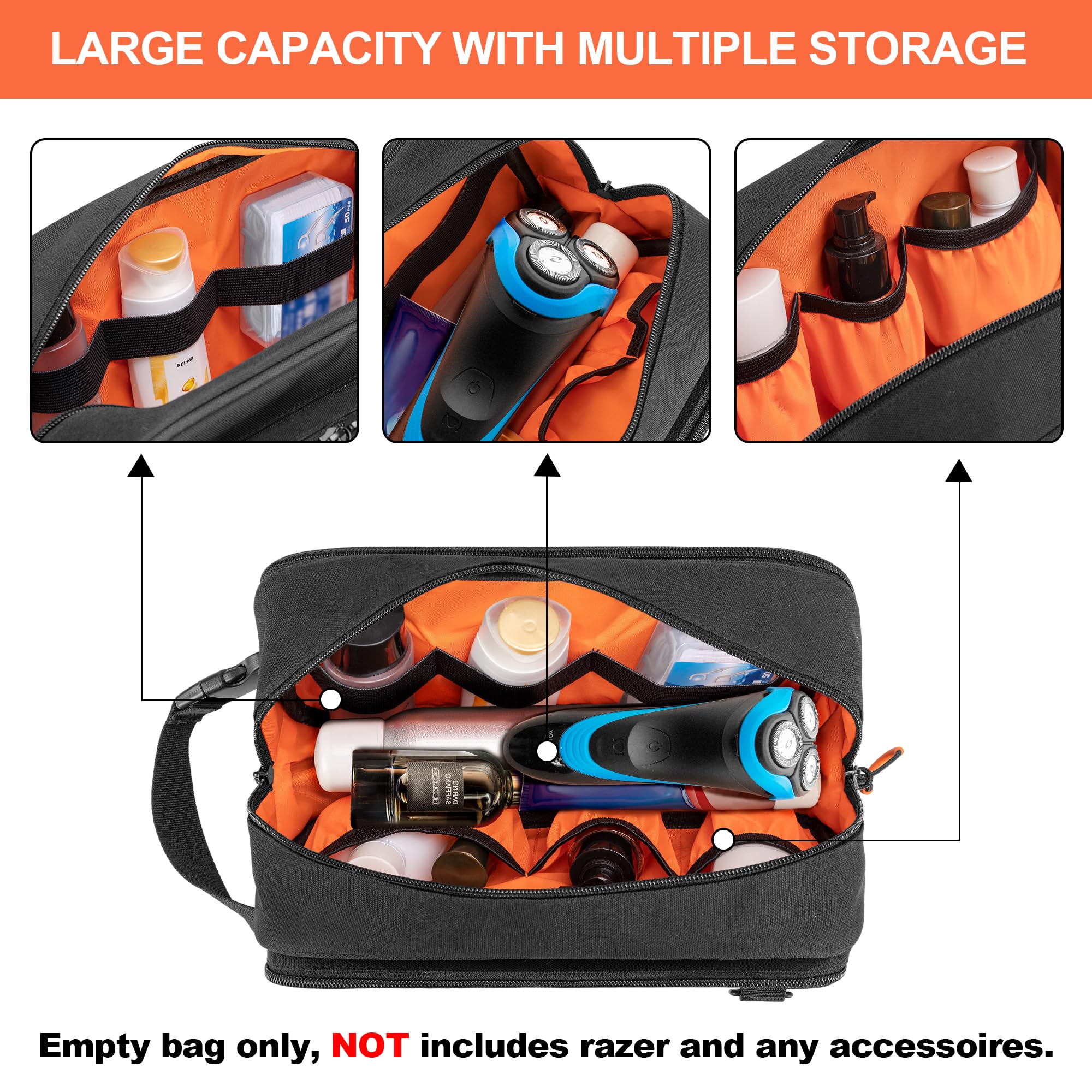Tactical Toiletry Travel Bag for Men - Waterproof Dopp Kit & Shaving Organizer Case | Compact Grooming & Shower Essentials Pouch | Durable Black Toiletries Bag (Empty) - Perfect for Camping, Gym, Business Trips & Daily Use