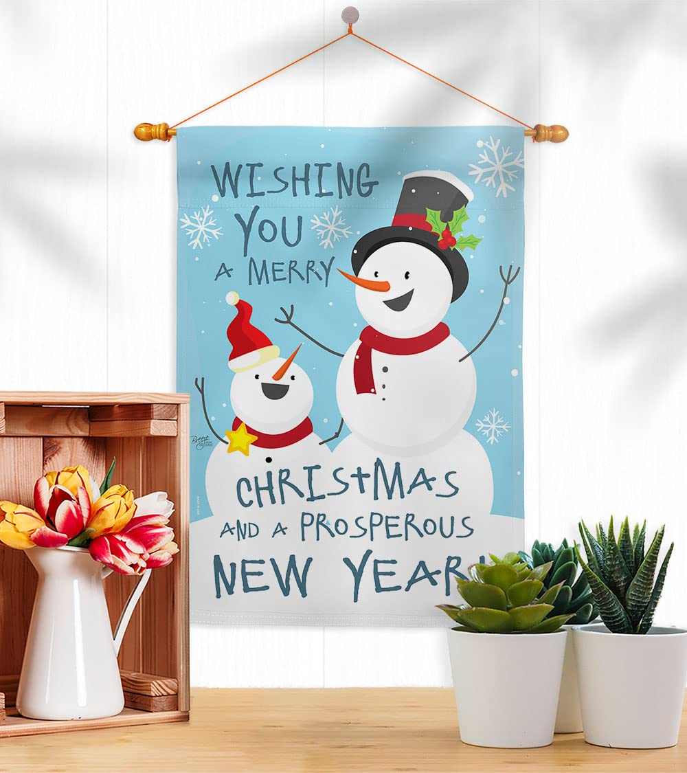 Snowman Christmas House Flag Set 28x40