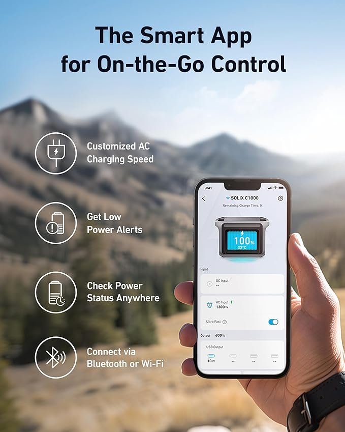 Anker Solix C1000 Portable Power Station 1056Wh 1800W - Perfect for Camping, Emergencies & Outdoor Adventures