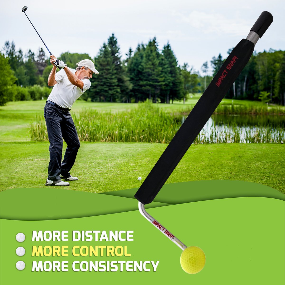 Golf Swing Trainer for Right Hand - Indoor & Outdoor Golf Practice Aid for Swing Repetition & Improvement | Perfect for Driving Range, Backyard & Home Training