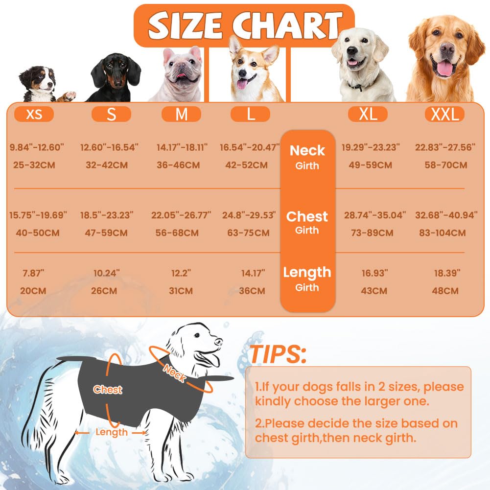 EMUST Dog Life Jacket & Swimming Vest - Adjustable Ripstop Flotation Vest with Rescue Handle for French Bulldog, Dachshund, Corgi (Orange, Medium) - Perfect for Beach, Pool & Boating Safety