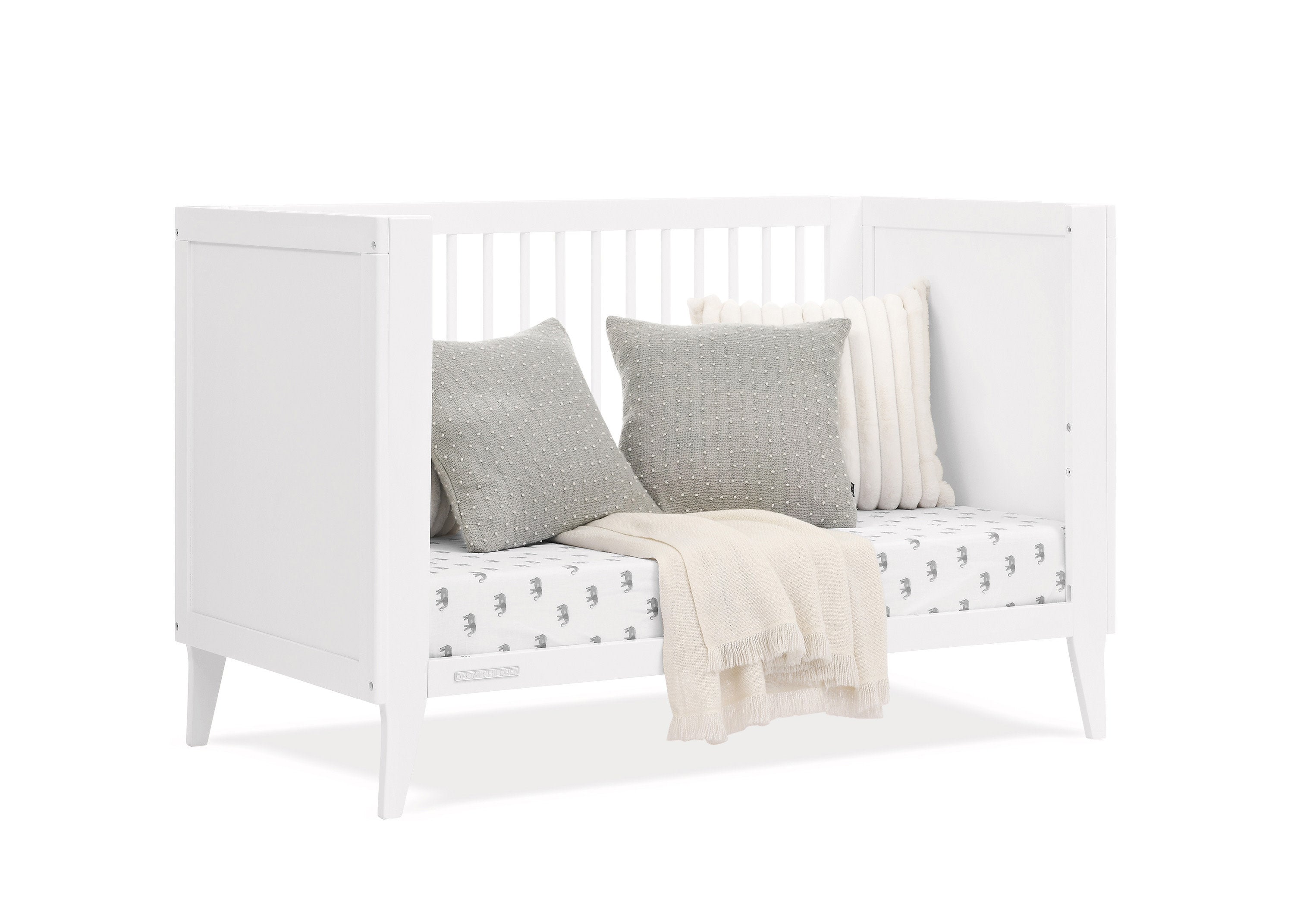 Ollie 4-in-1 Convertible Baby Crib - Toddler Bed, Daybed & Full-Size Bed - Safe & Stylish Nursery Furniture for Newborns to Teens (White) - Perfect for Small Spaces & Modern Nursery Decor