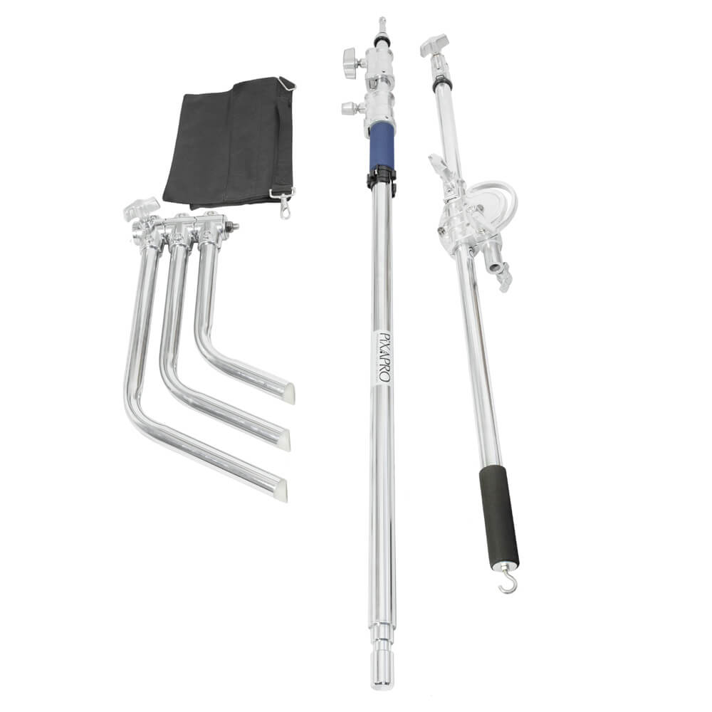 Heavy Duty Stainless Steel Century C Stand with Super Boom Arm - Perfect for Photography, Video Production, and Studio Lighting Setups