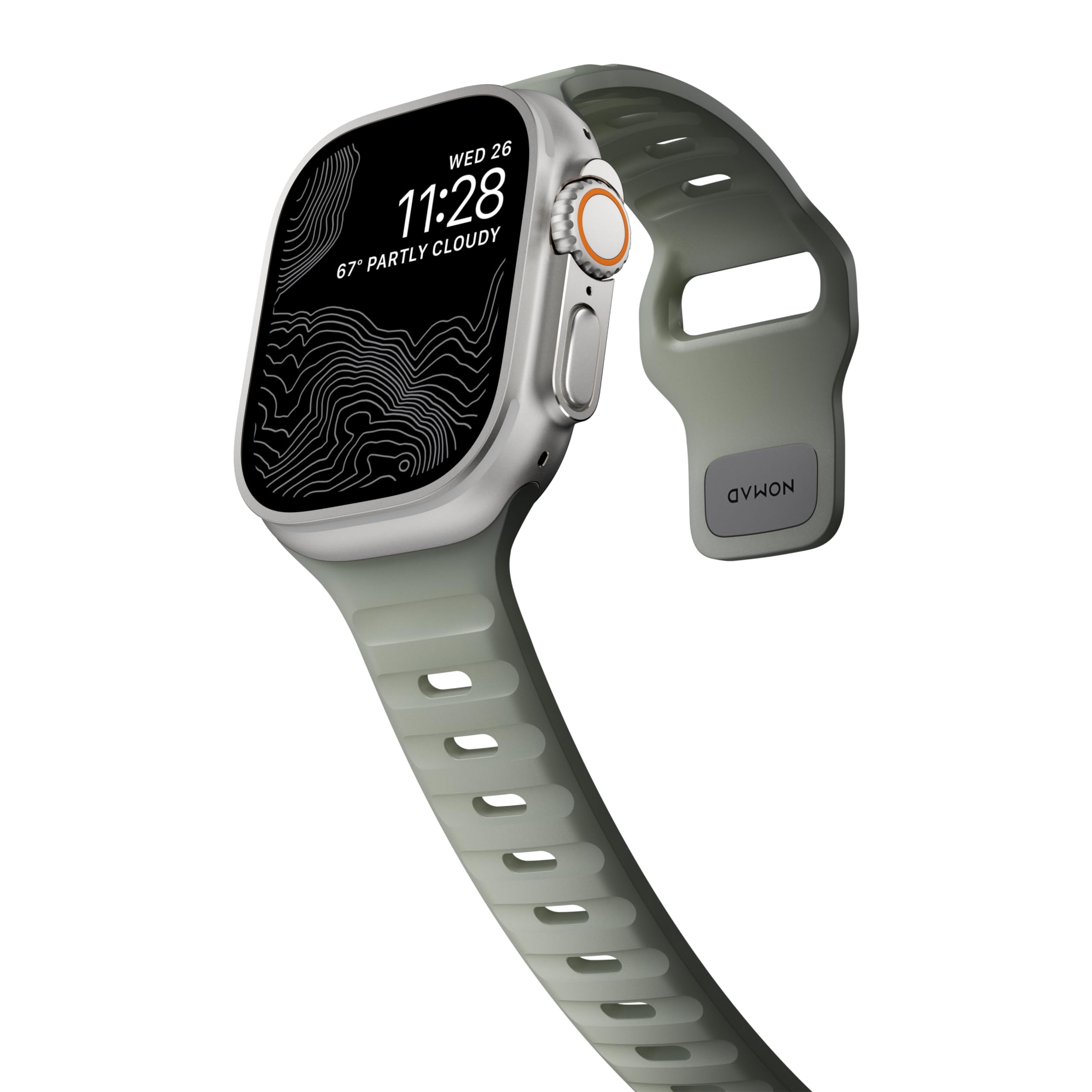 Premium Nomad Sport Band Compatible with Apple Watch Series 8/7/6/SE & All Models - Waterproof, Sweatproof Watch Strap for 49/45/44/42mm (Coastal Rock) - Perfect for Running, Swimming & Active Lifestyles - NM00736685
