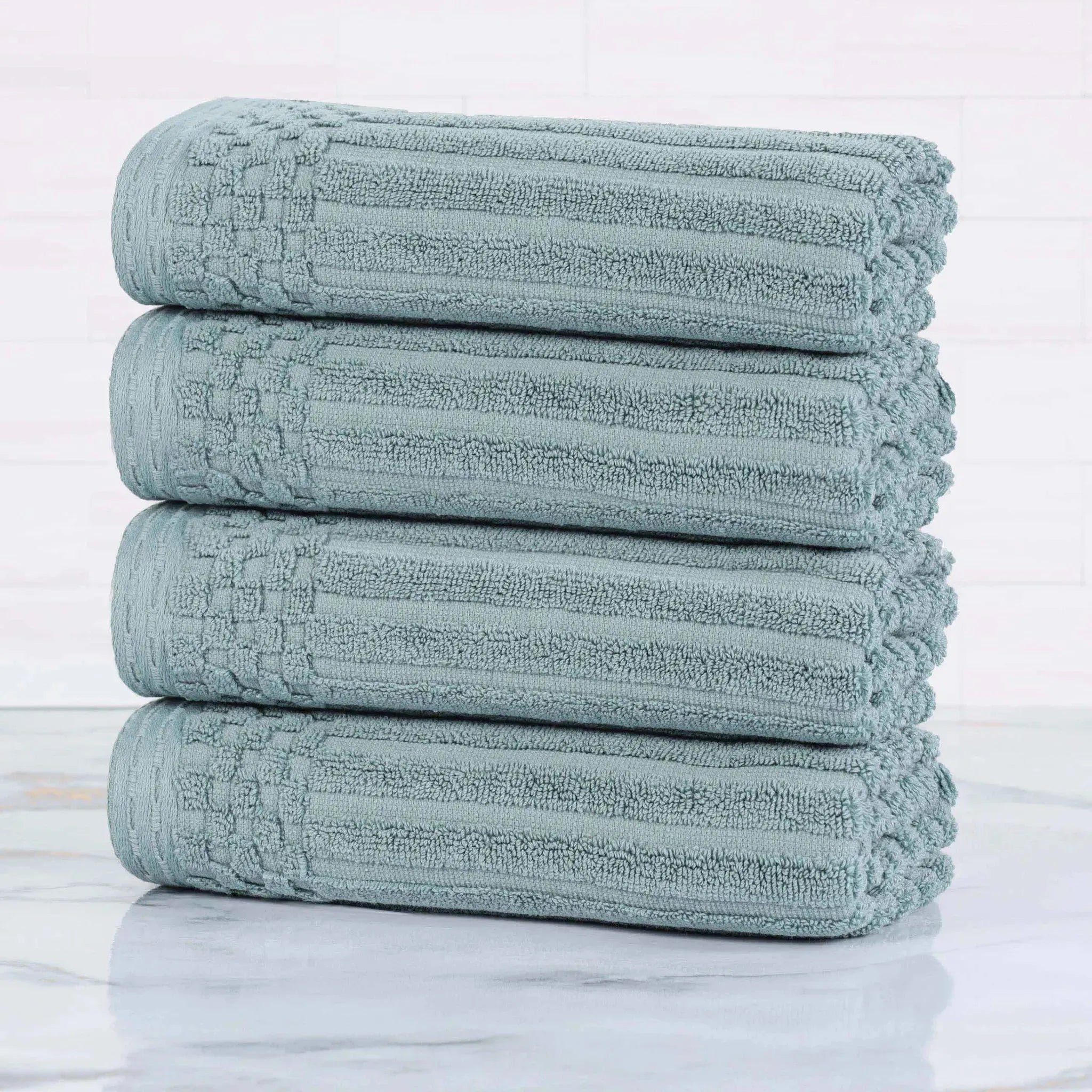 Premium Soho Ribbed Cotton Hand Towel Set - 4-Piece Ultra Absorbent Bath Towels for Kitchen, Bathroom & Gym - Soft & Quick-Drying