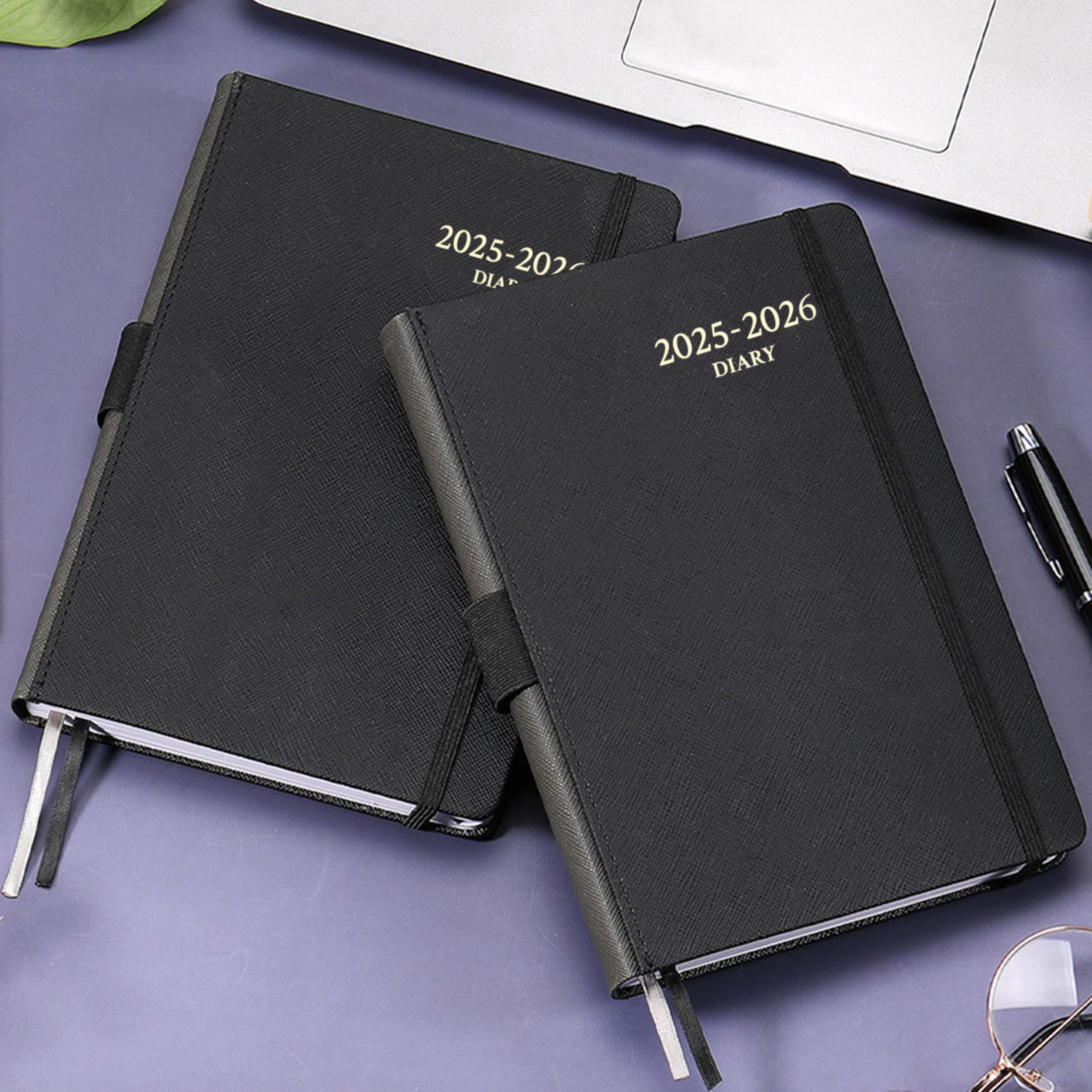 2025-2026 Academic Planner - A5 Daily Diary with Monthly Tabs | July 2025 to June 2026 | Faux Leather Cover | Black | Perfect for Students, Teachers & Professionals