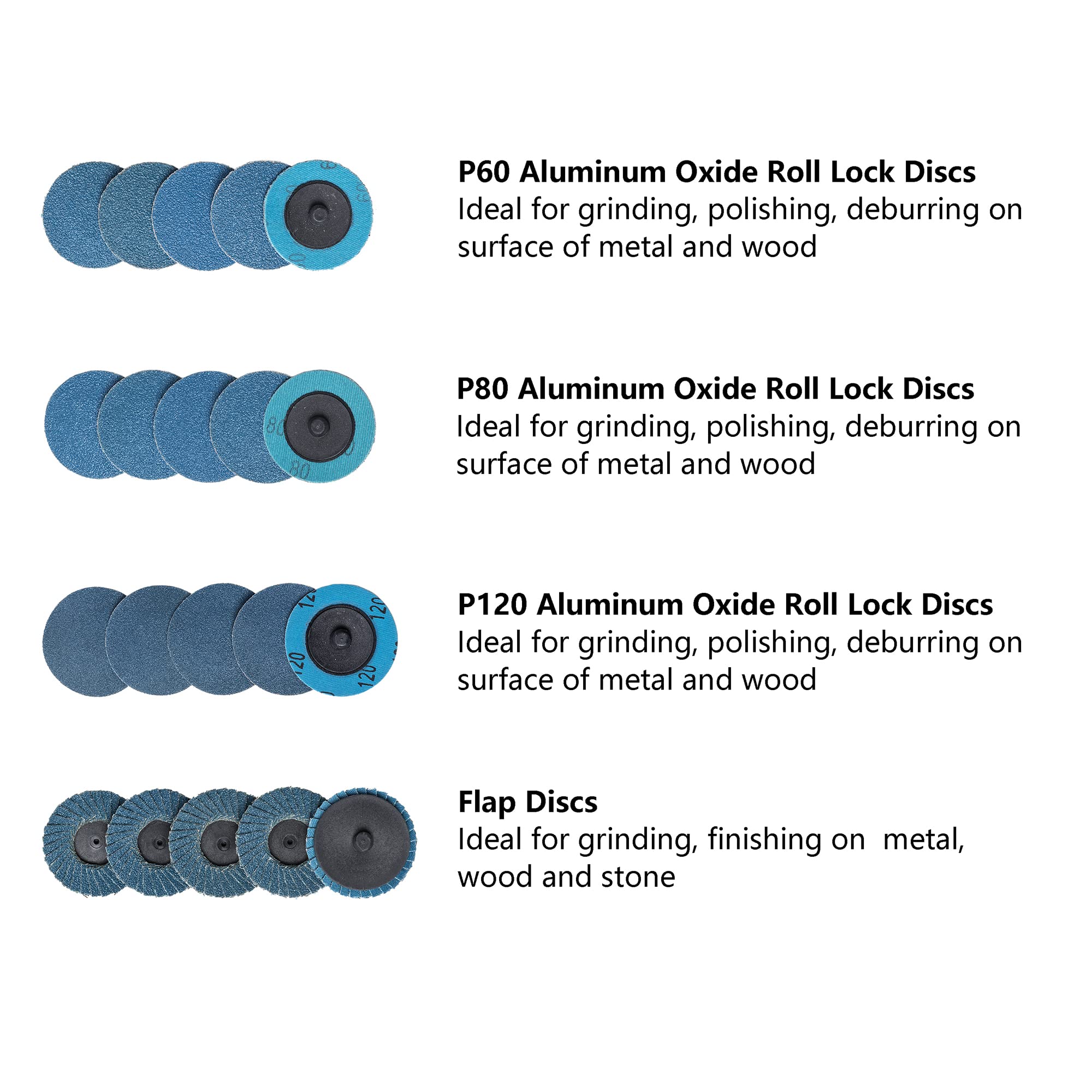 44Pcs 2-Inch Roll Lock Sanding Discs Set with 1/4-Inch Holder - Quick Change Surface Conditioning Discs for Die Grinder - Perfect for Sanding, Stripping, Grinding, Polishing & Paint Removal - Ideal for Metal, Wood & Automotive Surfaces