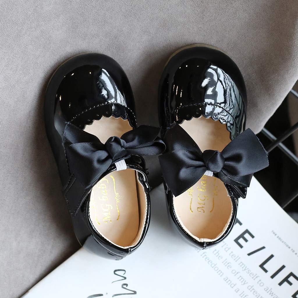 DEESEE Baby Girl Leather Shoes - Butterfly Knot Sandals for Toddler Playtime