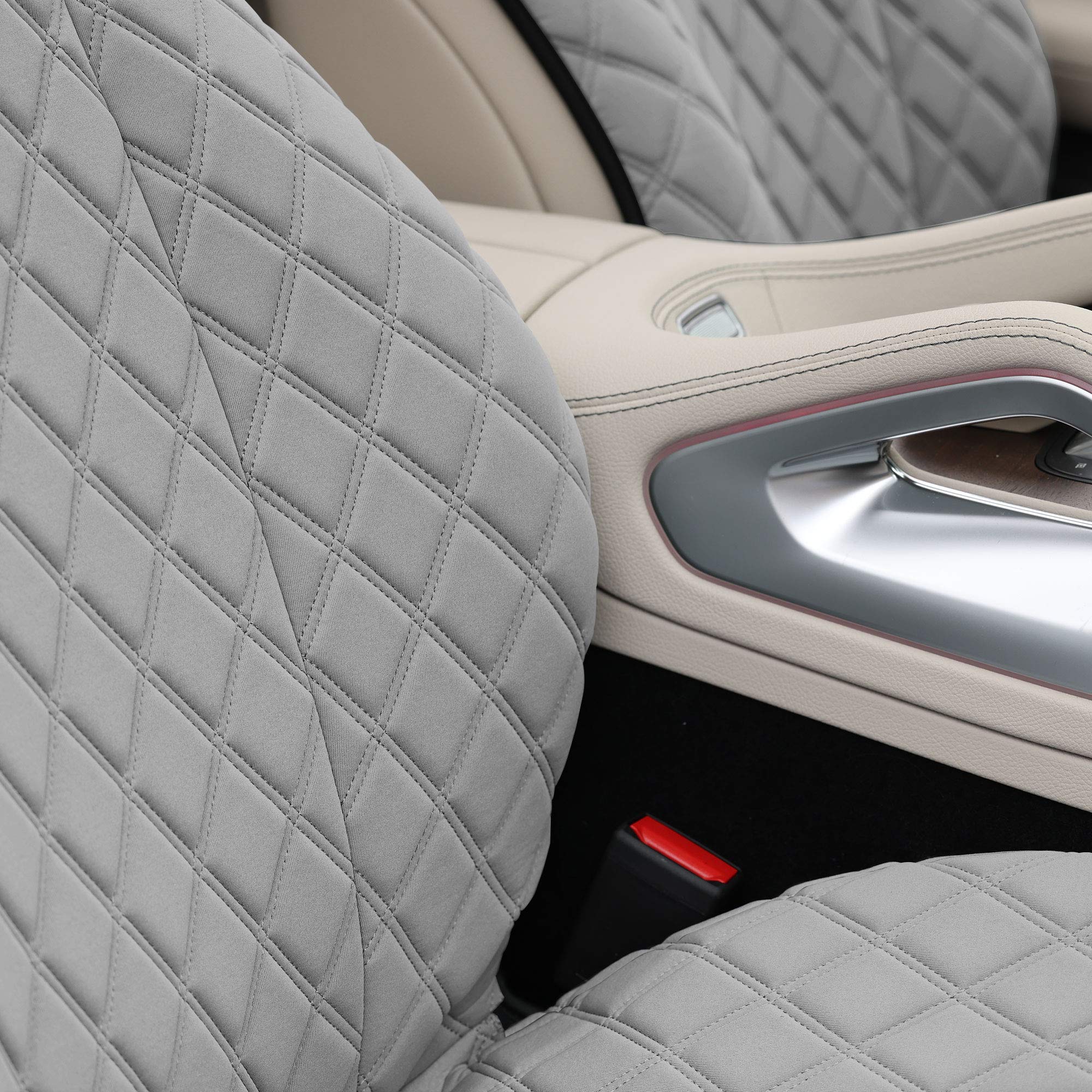 Premium FH Group Car Seat Covers - Diamond Stitch Neosupreme Front Seat Cover Set (Gray) | Universal Fit for Cars, Trucks & SUVs | Waterproof & Non-Slip Protection | Perfect for Daily Commute, Road Trips & Family Travel