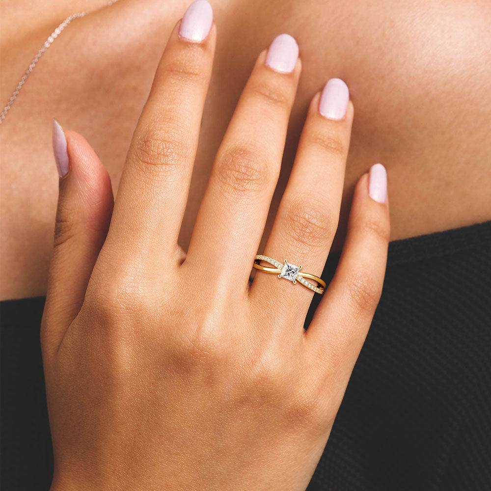 1.5 Carat Princess Cut Lab Grown Diamond Promise Ring - 14K White Gold Split Shank Band - Perfect for Engagement, Anniversary & Romantic Gifts