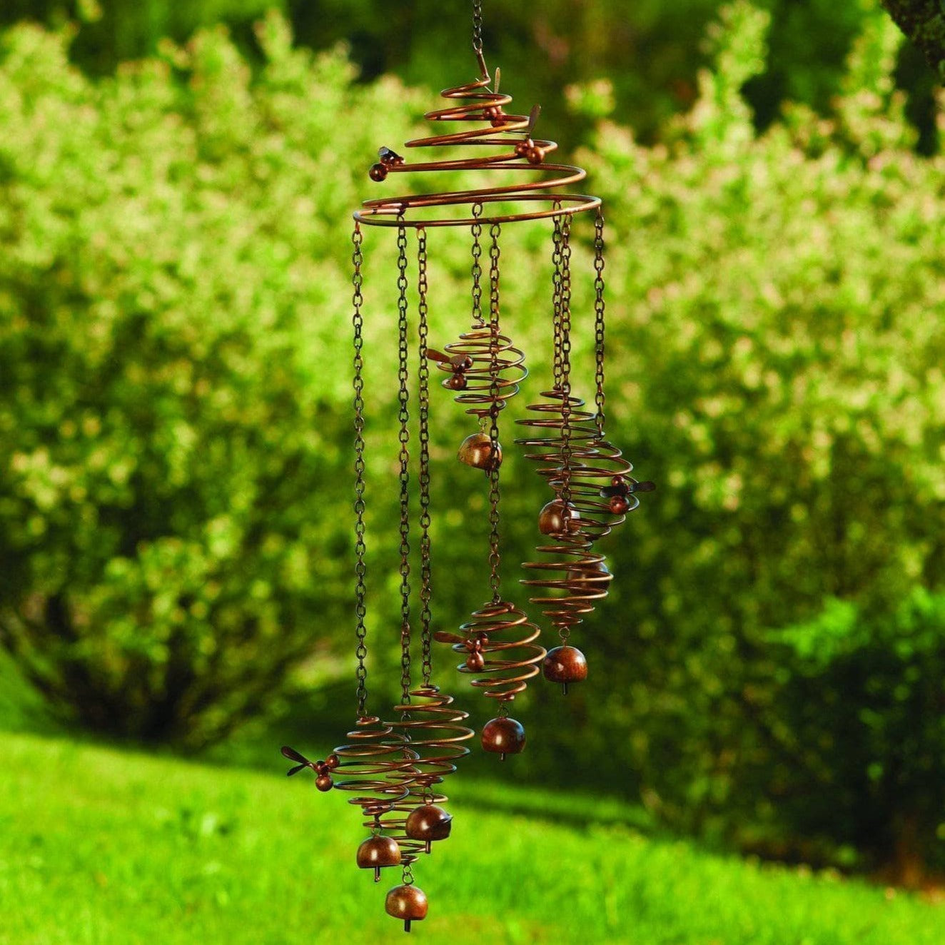 Bee Spiral with Bells - Handmade Wind Chime for Outdoor Garden Decor | Soothing Wind Sounds for Patio, Porch & Backyard Relaxation