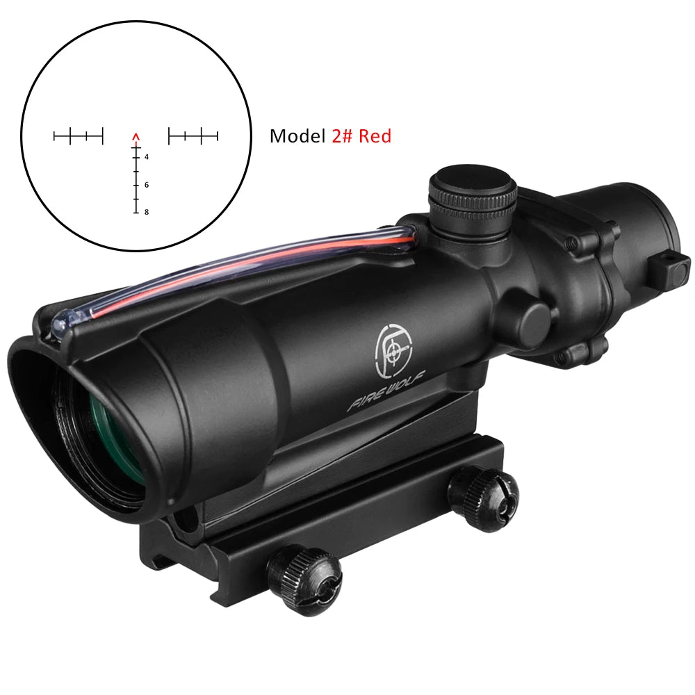Fire Wolf 5x35 Tactical Rifle Scope with Green/Red Dot Reticle - Fiber Optic Sight for Hunting & Spotting | Perfect for Rifle Hunting, Tactical Shooting & Outdoor Adventures