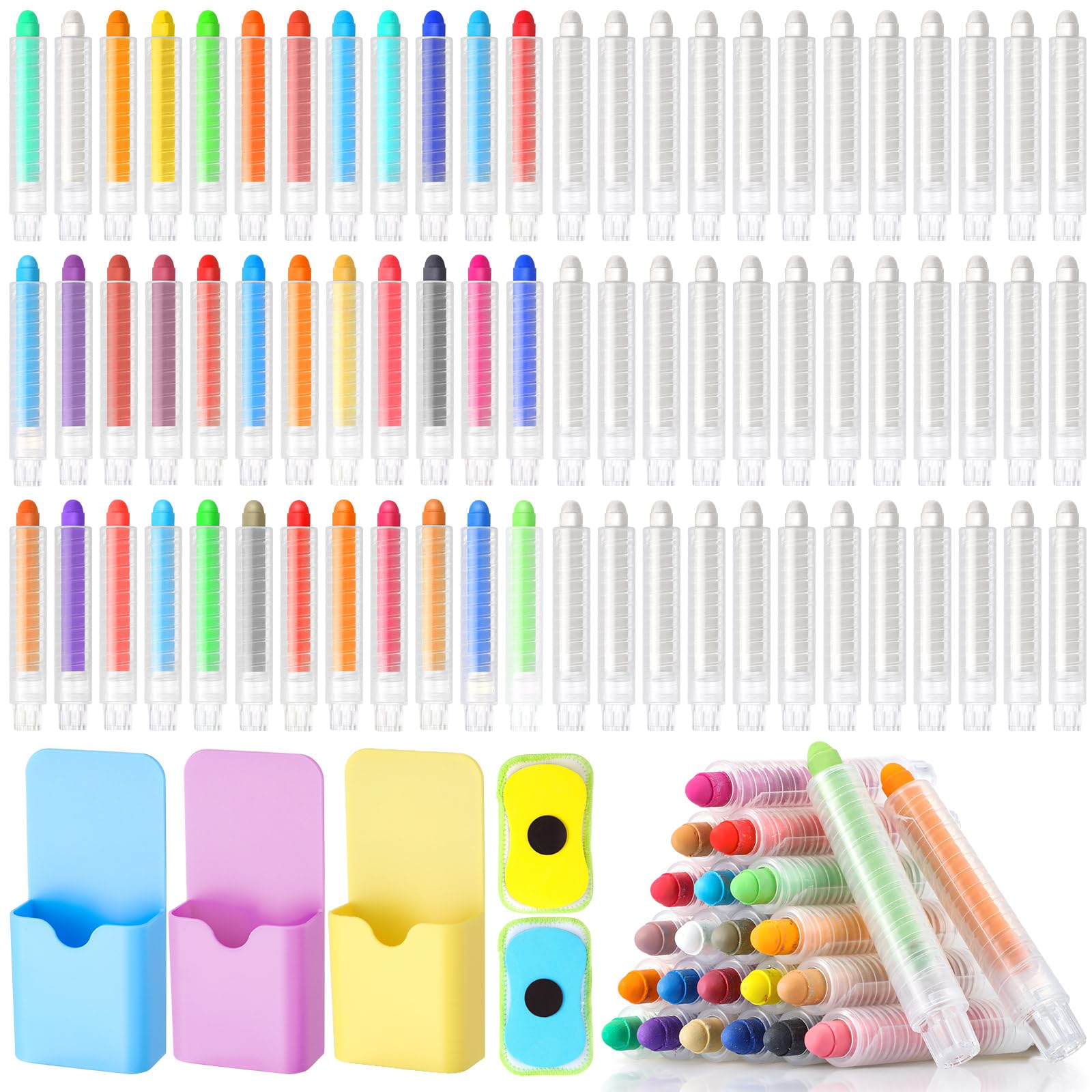 Dustless Chalk Set - 149 Pcs Non-Toxic Washable Chalk for Kids & Teachers | White & Multicolor Chalk with Magnetic Holder | Perfect for Classroom, Home Chalkboard, Drawing & Writing | Back to School Learning Supplies