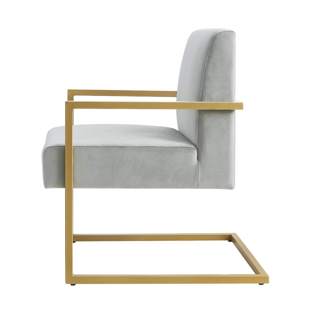 24K Gold Accent Chair with Velvet Cushion & Square Armrests - Modern Metal Frame in Golden Finish - Comfortable Lounge Chair for Living Room, Bedroom or Office Decor