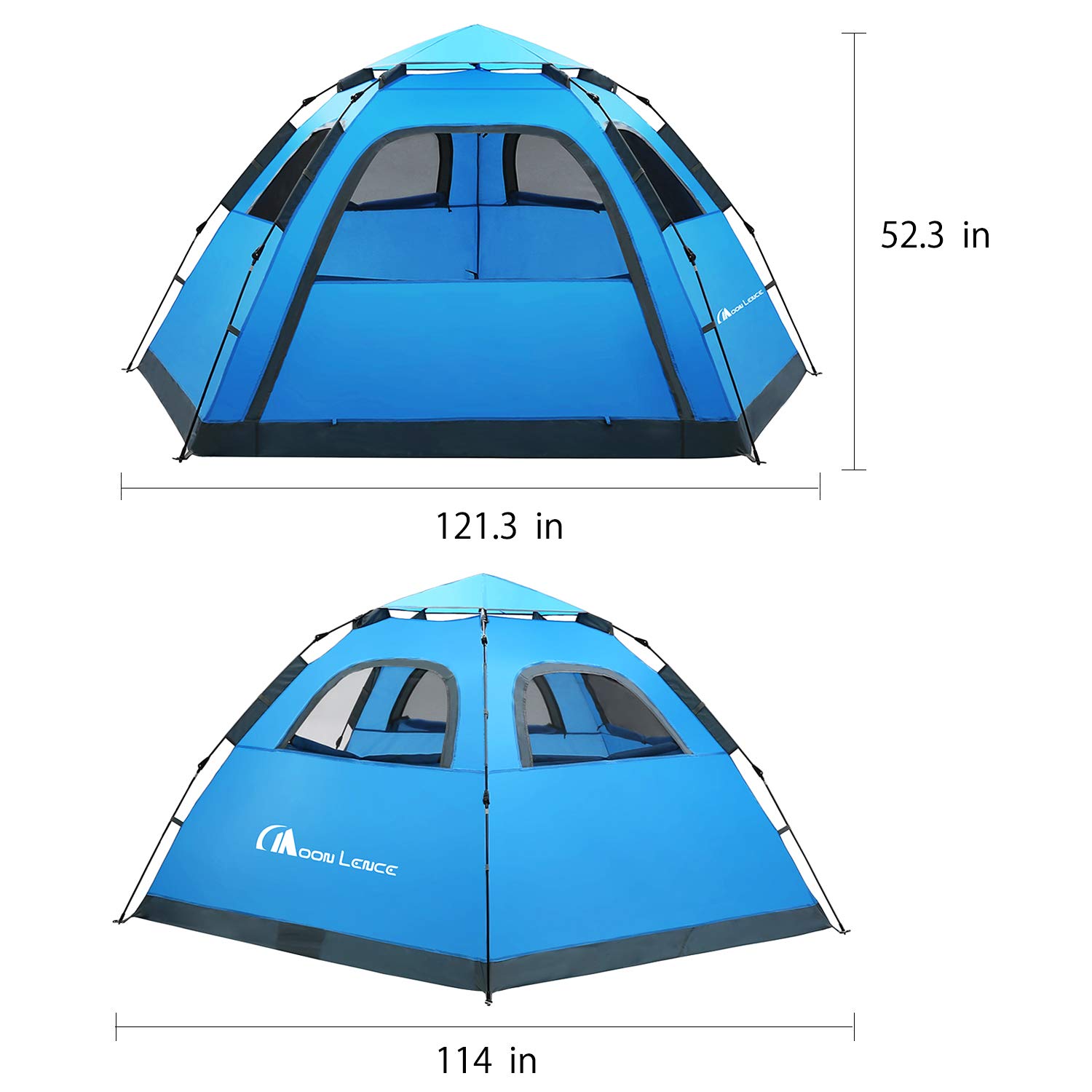 Moon Lence Instant Pop Up Camping Tent for 4-5 People - Waterproof & Windproof Automatic Setup Family Tent - Perfect for Camping Trips, Hiking Adventures & Mountaineering Expeditions