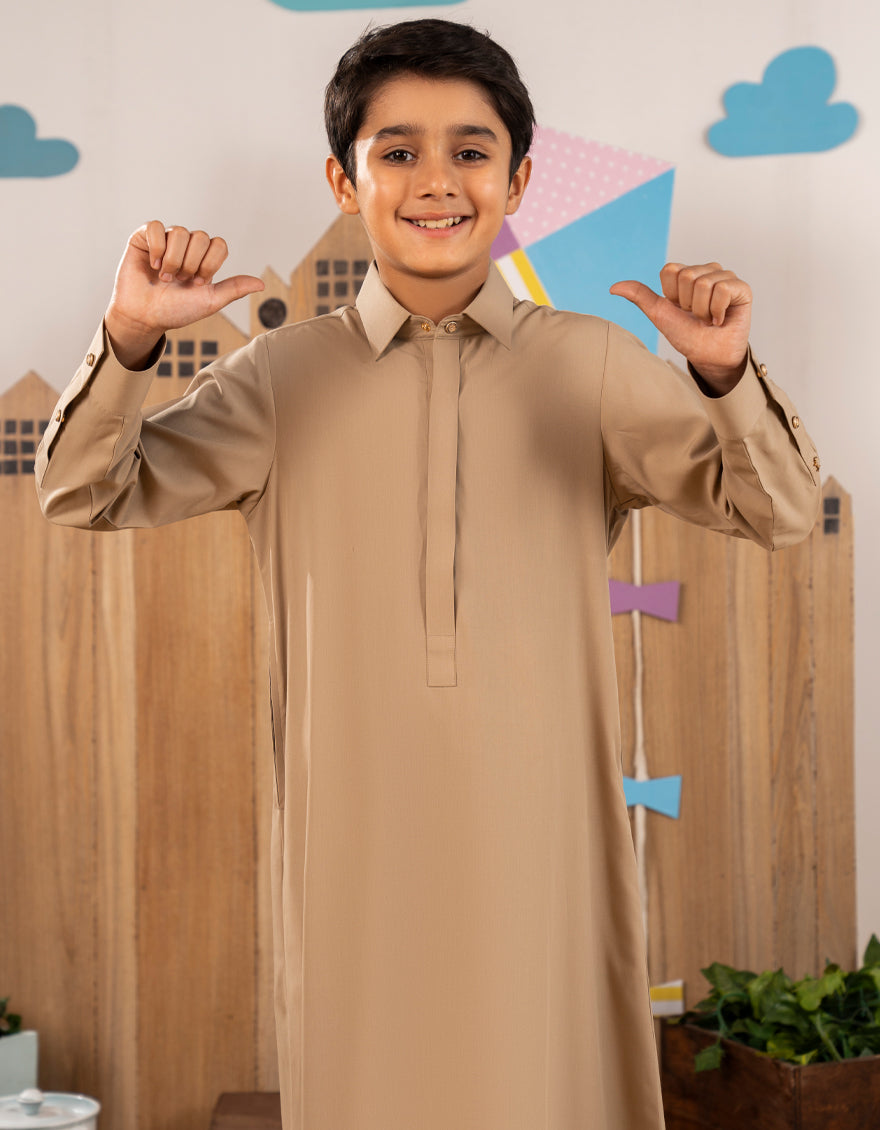 Blended Khaki Jubba by J. Junaid Jamshed - Premium Islamic Prayer Outfit for Men - Perfect for Eid, Friday Prayers & Religious Ceremonies