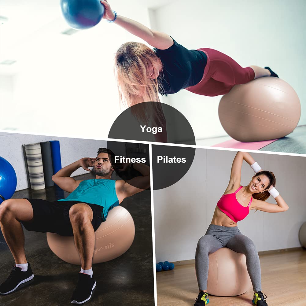 Glymnis Non-Slip Exercise Ball for Adults - Anti-Burst Fitness & Gym Ball for Yoga, Pilates, and Home Workouts