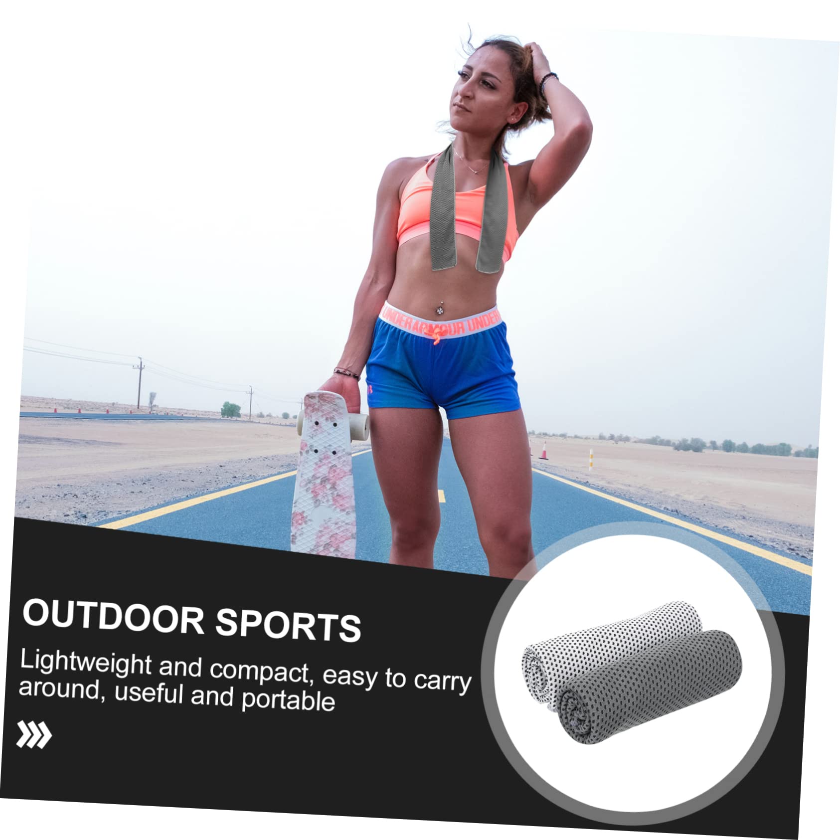 FOYTOKI 6-Pack Cooling Towels - Face & Gym Workout Towel for Sweat, Sports & Running - Instant Cold Polyester Towels for Exercise, Yoga, Hiking & Outdoor Activities