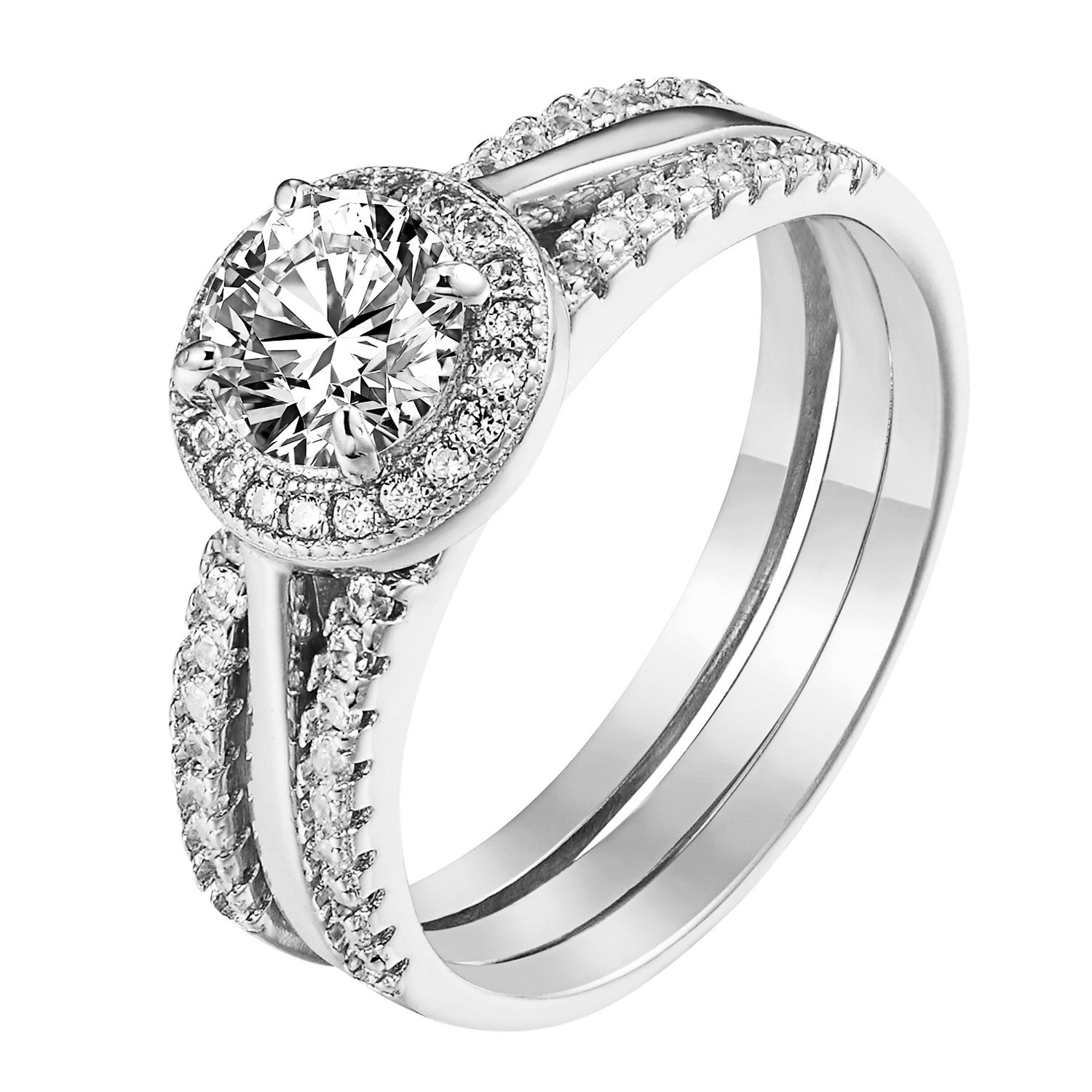 Round Cut Solitaire Halo Ring - Sterling Silver Wedding & Engagement Ring for Women - Perfect for Proposals, Anniversaries, and Special Occasions
