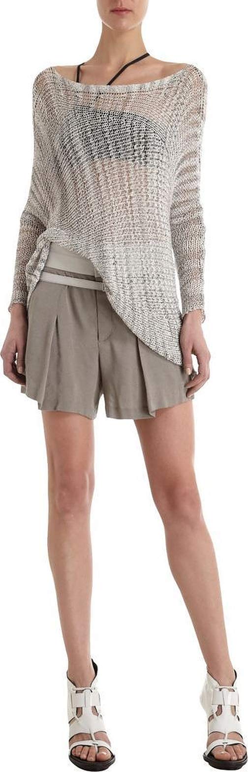 Helmut Lang Triton Pleated Shorts for Women - Size 0 (Runs Large) | High Waisted Linen Blend Summer Shorts for Casual Wear & Beach Vacations