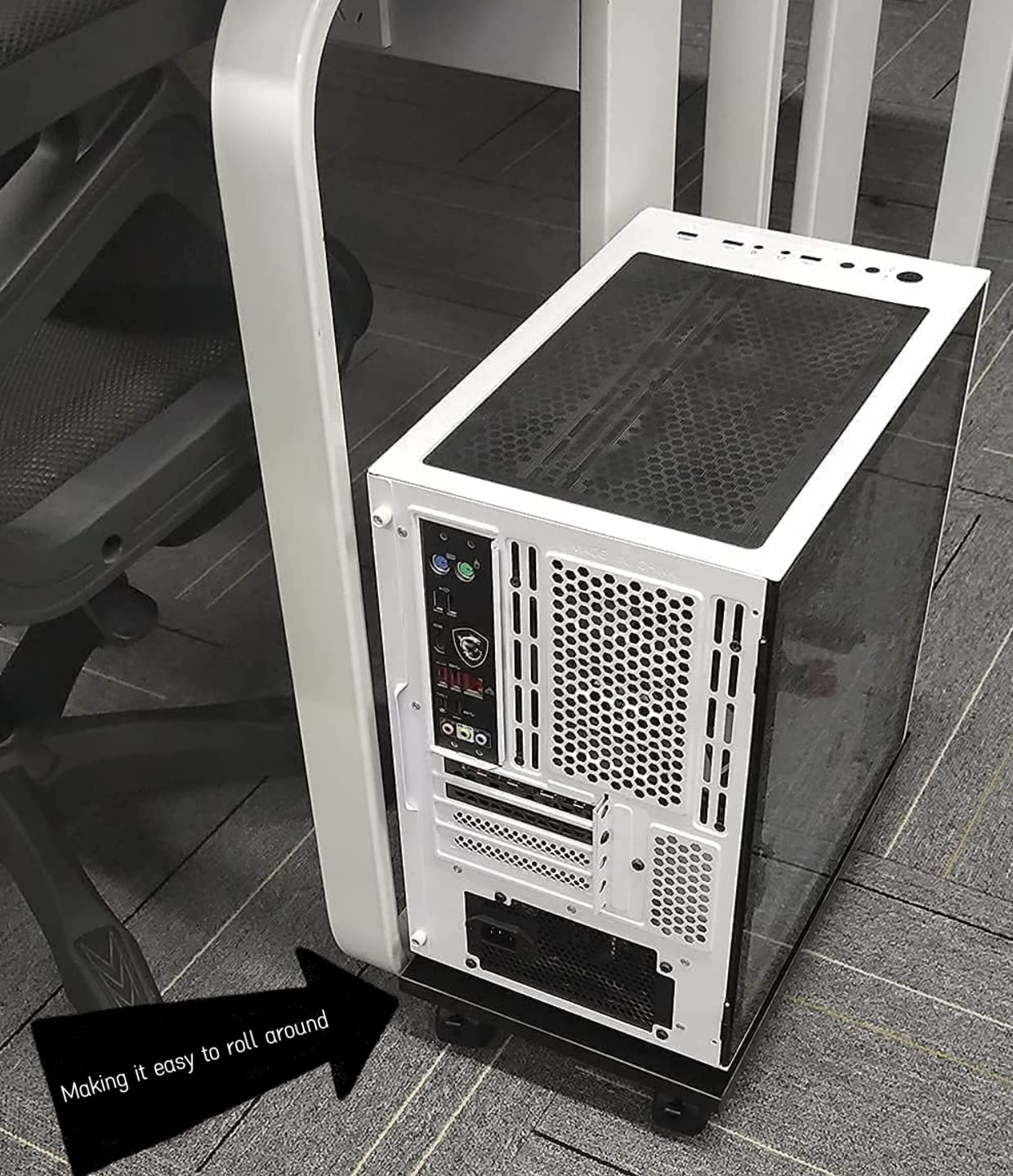 CPU Stand Computer Tower Cart with 4 Caster Wheels - Under Desk PC Stand Holder for Gaming & Office Setup | Space-Saving Computer Storage Solution