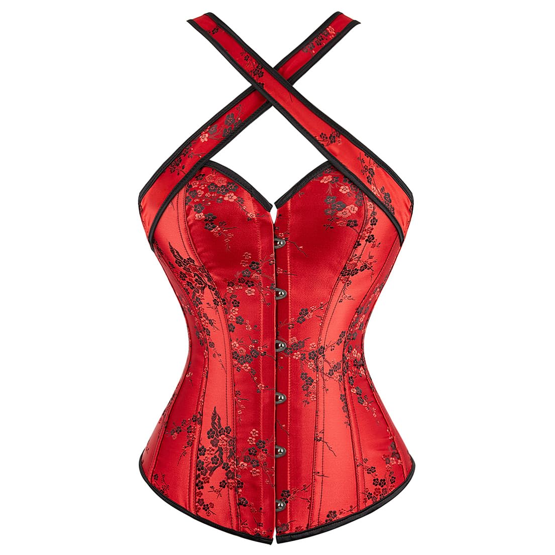 Frawirshau Women's Corset Tops - Plus Size Renaissance Corset with Floral Design & Adjustable Straps | Vintage Fashion, Gothic Lingerie, Steampunk Costume, Burlesque Outfit