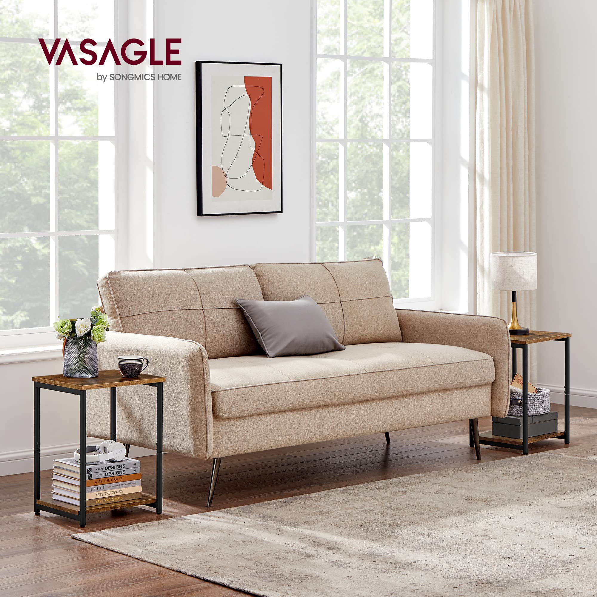 VASAGLE 2-Piece Side Table Set, Small End Table & Nightstand for Living Room, Bedroom, Office, Bathroom - Rustic Brown & Black ULET272B01 | Perfect for Coffee Table, Sofa Side Table, Bedside Nightstand & Bathroom Storage