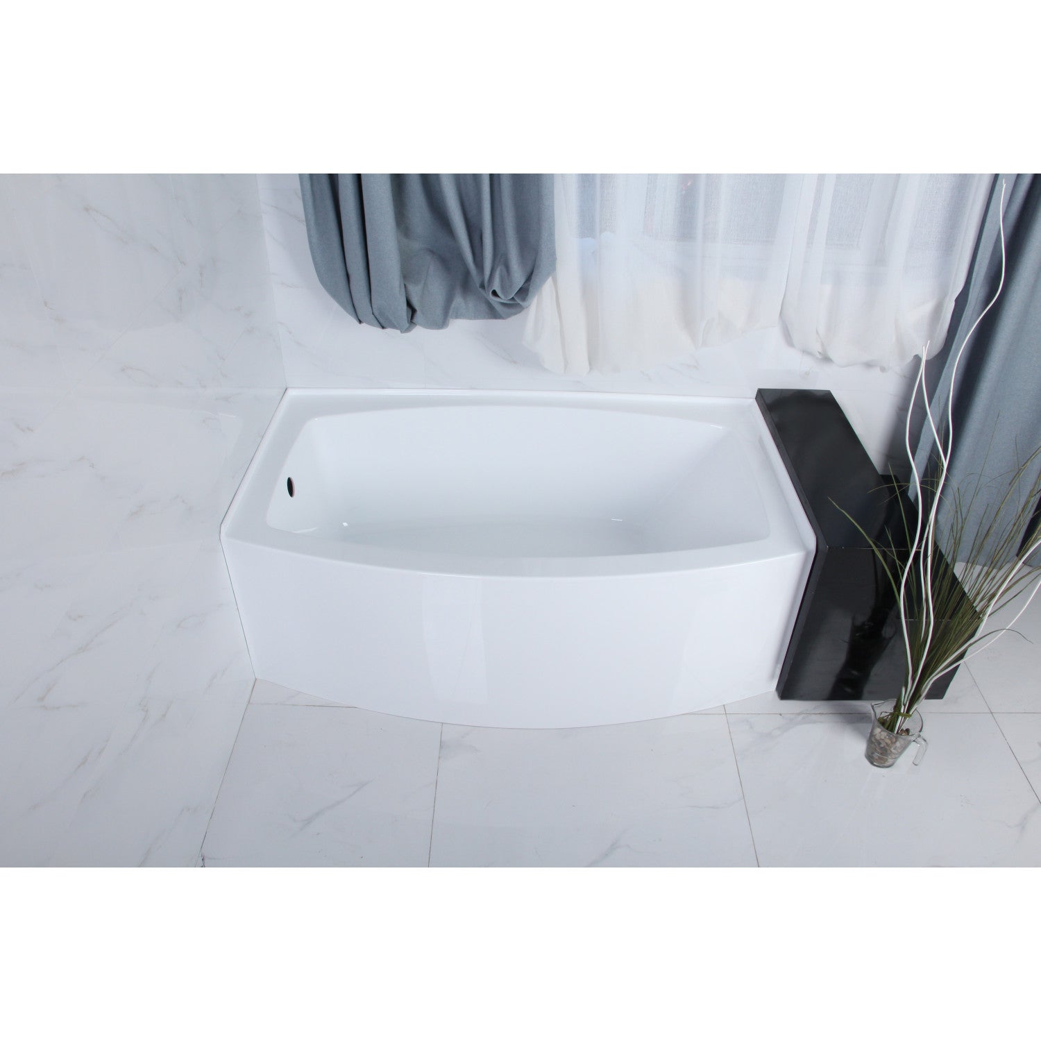 Aqua Eden VTDR603022L 60 Inch Acrylic Rectangular 3 Wall Alcove Bathtub - Left Hand Drain Hole, Glossy White Finish - Perfect for Modern Bathroom Renovations & Spa-Like Relaxation