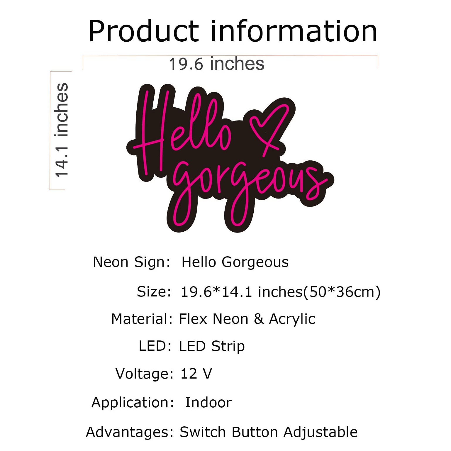 Hello Gorgeous Neon Sign Light - Custom Wall Art Decor for Home, Bar, Pub, Club & Party | Perfect Gift for Christmas, Birthday & Housewarming | Bedroom, Living Room, Office & Wedding Decoration