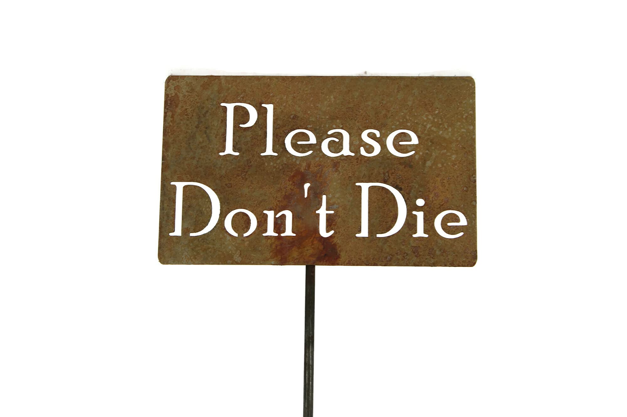 Funny Garden Stake 20-33 Inches Tall - 'Please Don't Die' Humorous Plant Marker for Outdoor Gardens, Flower Beds & Yard Decor