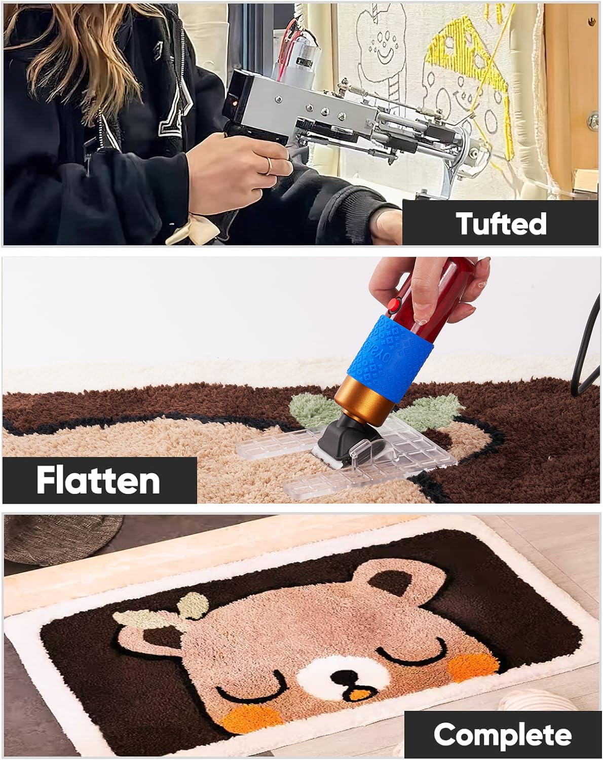 BESGEER Rug Tufting Gun Kit with Carpet Trimmer - 2-in-1 Cut Loop Pile Carpet Maker & Tufting Shears, DIY Rug Making Starter Set with Yarn & Cloth (Olive Black) - Perfect for Home Decor, Handmade Rugs, and Craft Projects