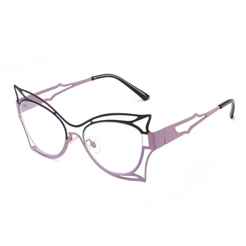 CCspace Women's Full Rim Oval Butterfly Alloy Eyeglasses - Lightweight Metal Frame Glasses for Women, Fashionable Oval Shape Eyewear with Butterfly Design, Perfect for Reading, Working & Daily Use