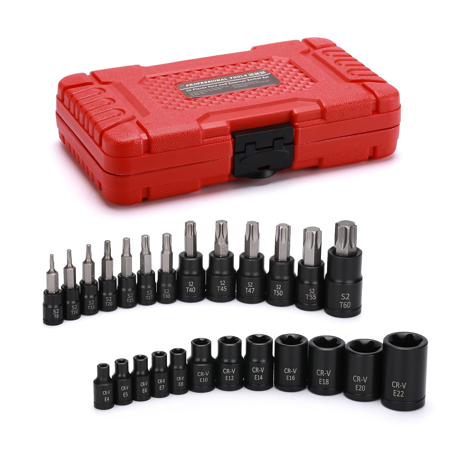 25-Piece Torx Bit Socket Set - 1/4