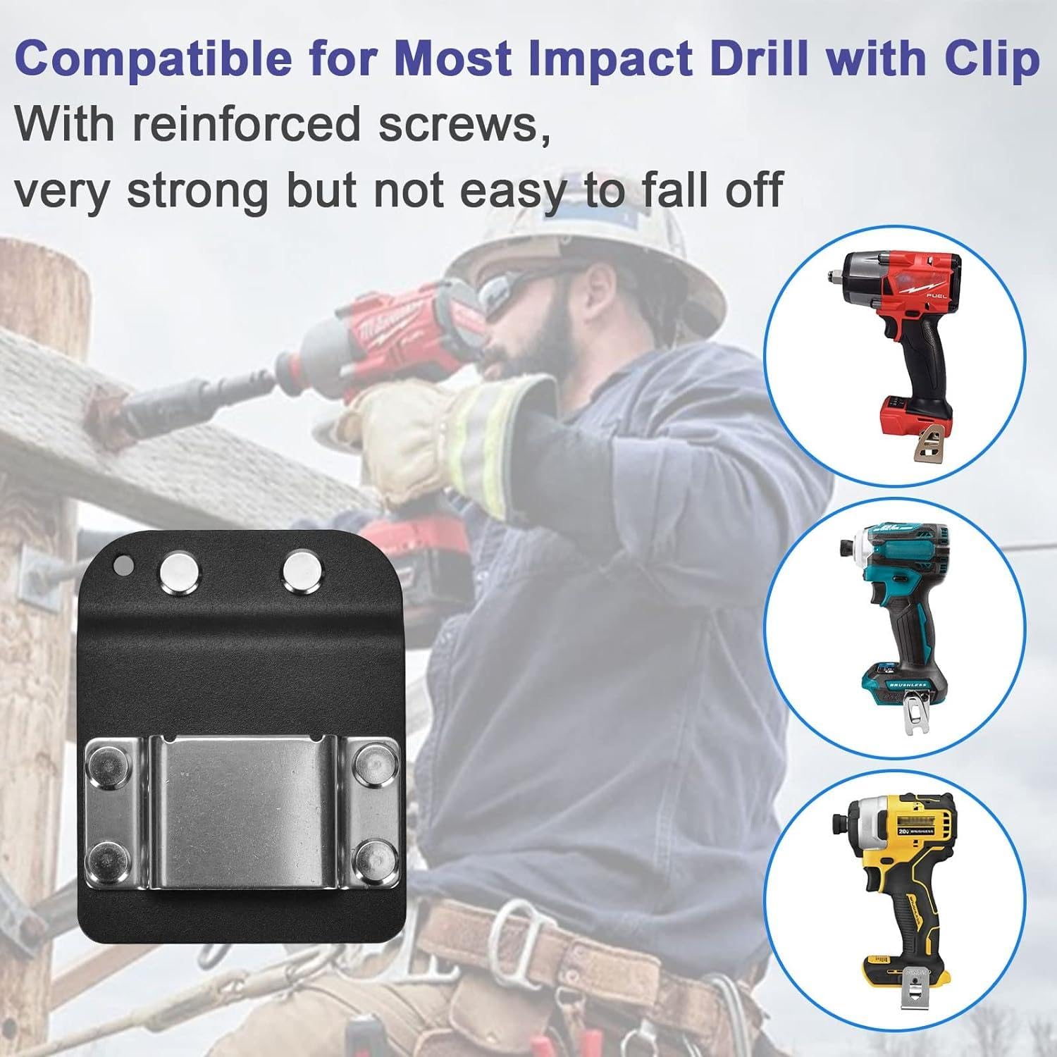 iGuerburn Drill Belt Holder - Heavy Duty Tactical Drill Clip for Tool Belt, Fits Dewalt Milwaukee Ryobi Cordless Drills | Quick Access Drill Hook for 2