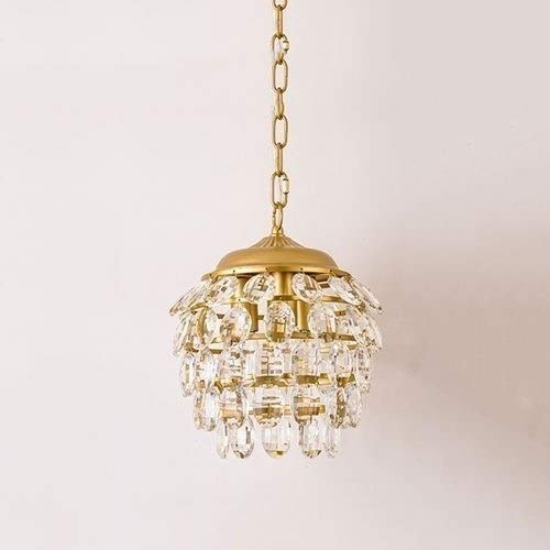Nordic Luxury LED Crystal Chandelier - Modern Chrome Pine Cone Pendant Light for Restaurant, Corridor, Porch, Balcony & Staircase - Elegant Small Ceiling Lamp for Home Entrance & Aisle Lighting