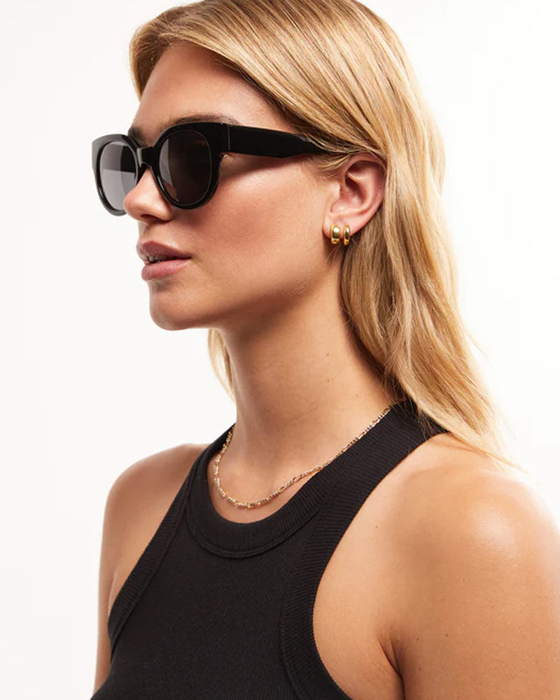 Z Supply Lunch Date Sunglasses - Classic Black Aviator Style for Women | Perfect for Outdoor Dining, Beach Days & Summer Fashion